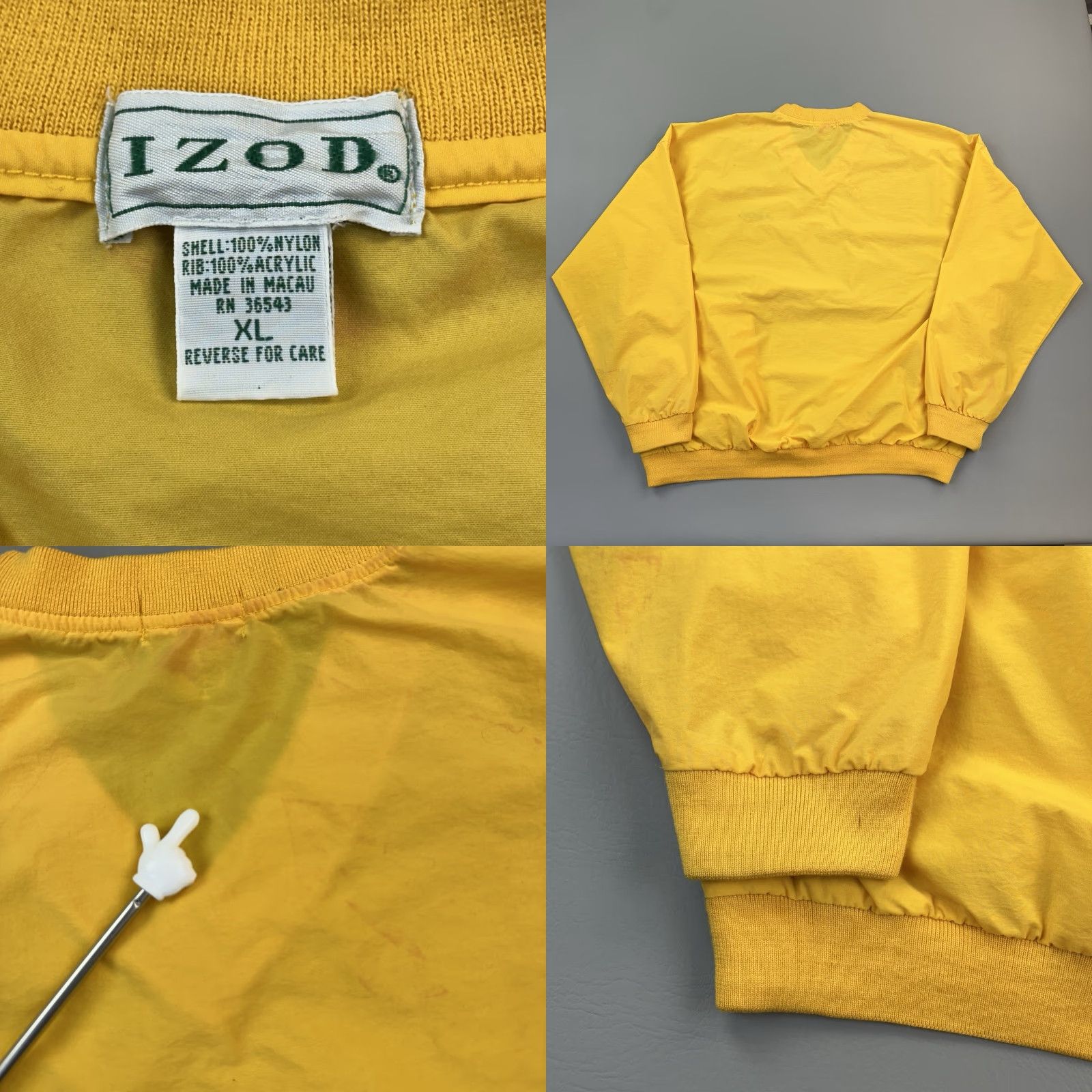 Izod VINTAGE Izod Jacket Mens XL Yellow V Neck Windbreaker Pullover Golf Casual 90s Size US XL / EU 56 / 4 - 8 Thumbnail