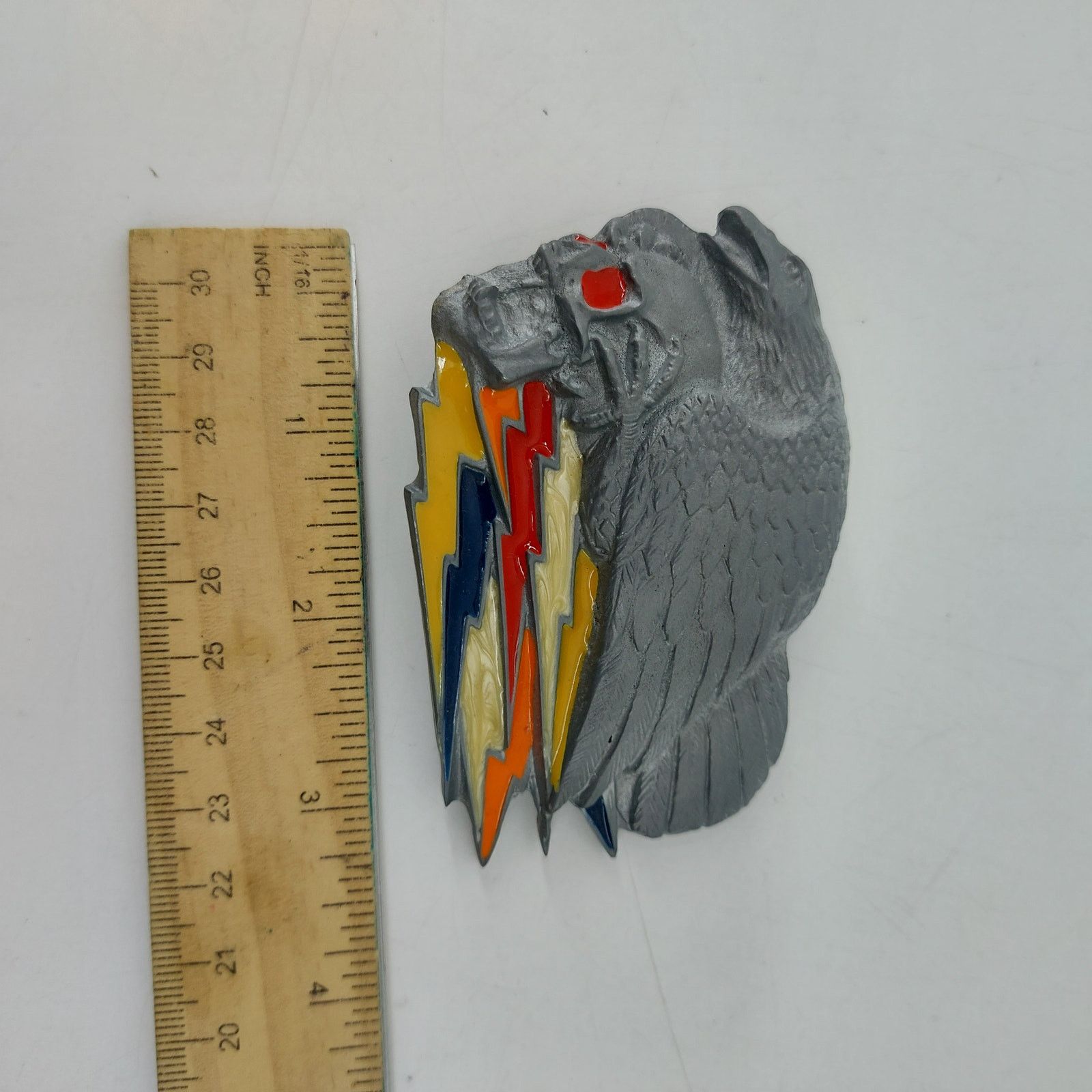 Vintage Biker Skull Eagle Lightning Bolt Belt Buckle Enamel Skeleton Size ONE SIZE - 4 Thumbnail