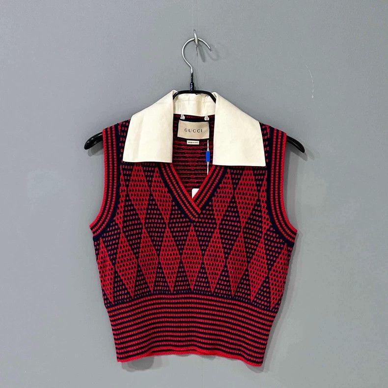 Gucci Gucci Knitted Vest with White Collar-dmc Size US XS / EU 42 / 0 - 1 Thumbnail