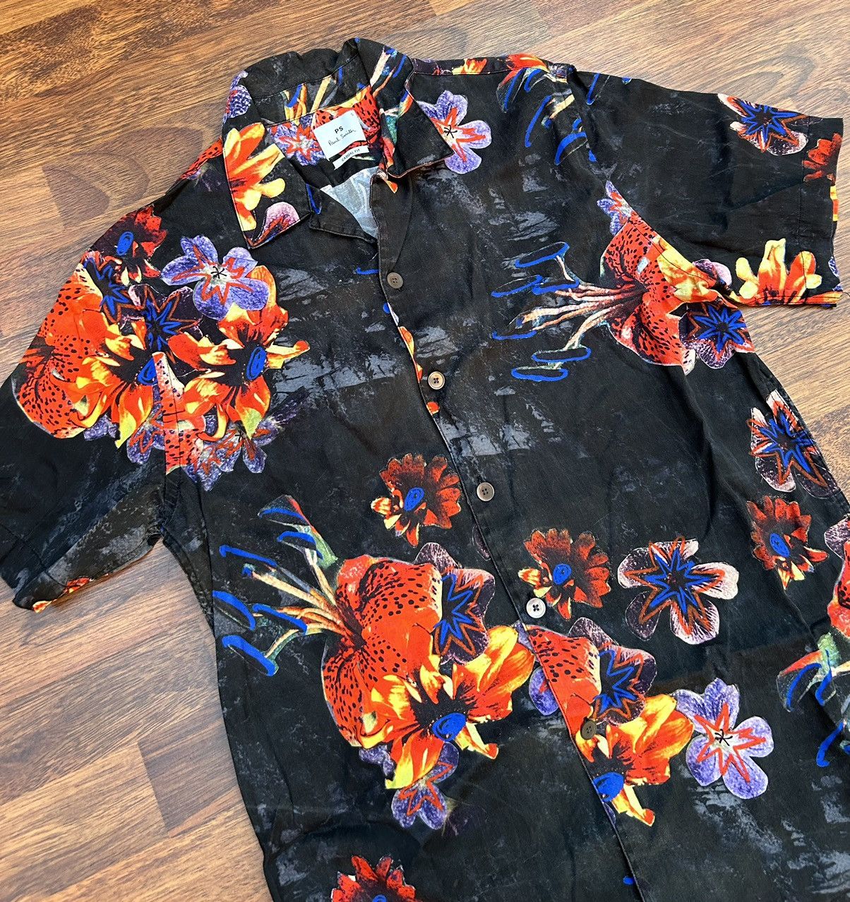 Paul Smith PS Paul Smith Floral Print Open Collar Vacation Shirt Size US S / EU 44-46 / 1 - 3 Thumbnail