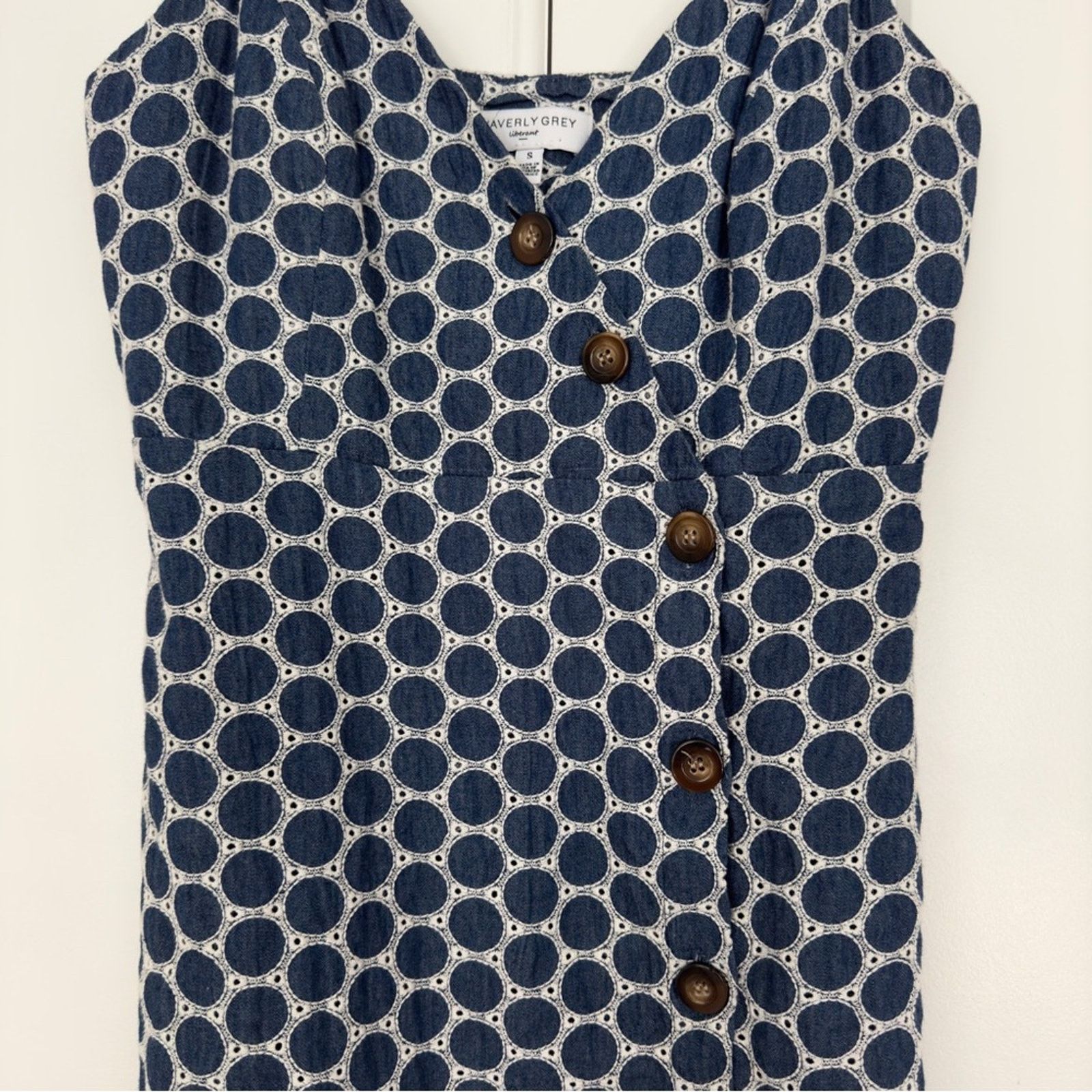 Other Waverly Grey Button Down Eyelet Circle Pattern Mini Dress S Size S / US 4 / IT 40 - 4 Thumbnail