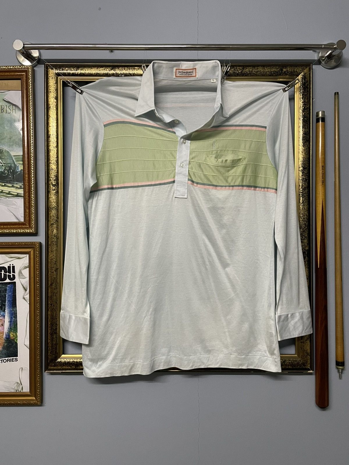 Yves Saint Laurent Vintage Yvesaintlaurent Light Pastel Colour Polo Sporty Look Size US L / EU 52-54 / 3 - 1 Thumbnail