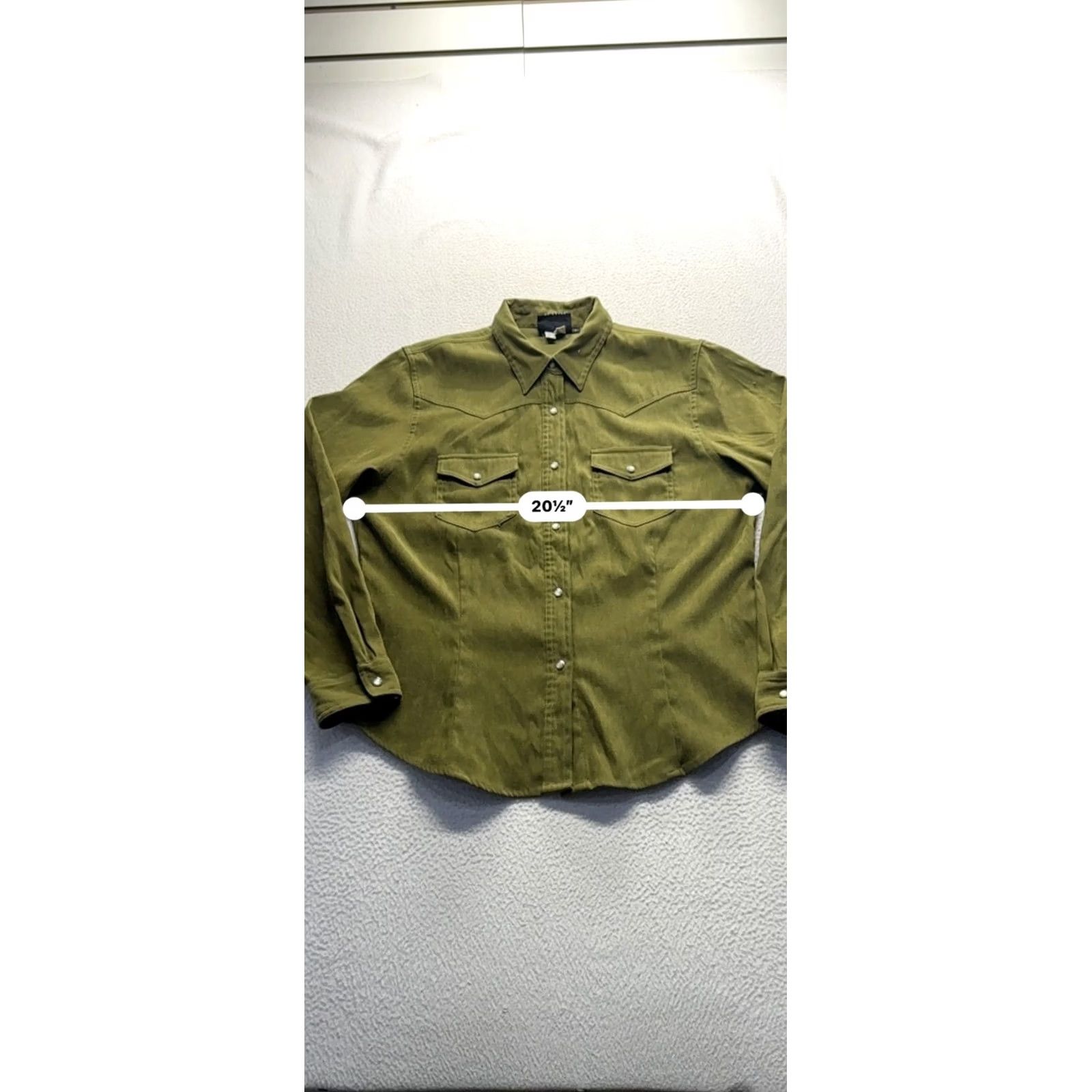 Olive VTG Five Star Olive Western Style Button-Up Shirt L Polyester/Spandex Long Sleeve Mens Mens L Olive Western Button-Up Shirt Size US L / EU 52-54 / 3 - 7 Thumbnail