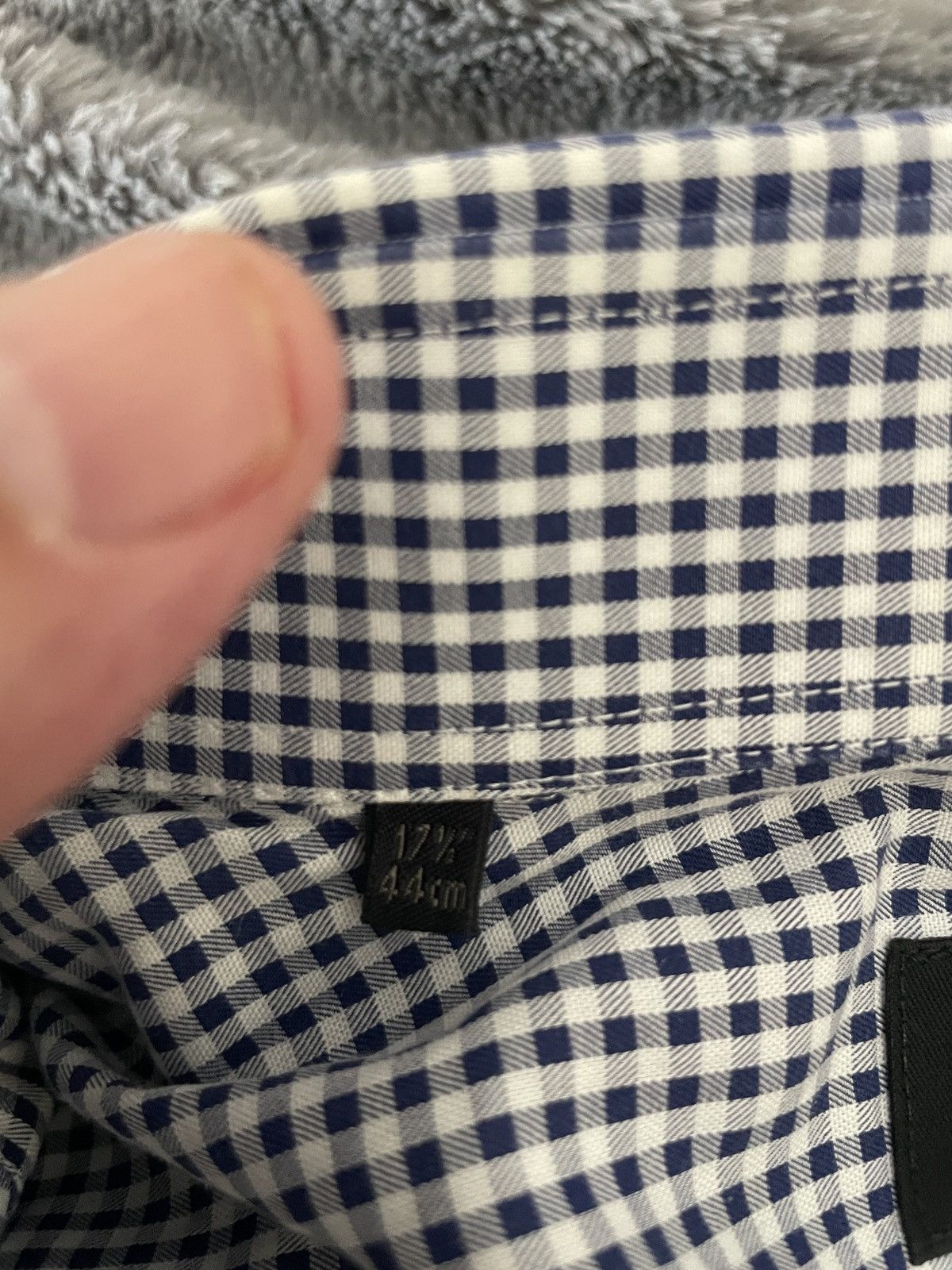 Duchamp London Mini Check Spread collar FC slim fit dress shirt 17.5 x 36 Size US XL / EU 56 / 4 - 10 Thumbnail