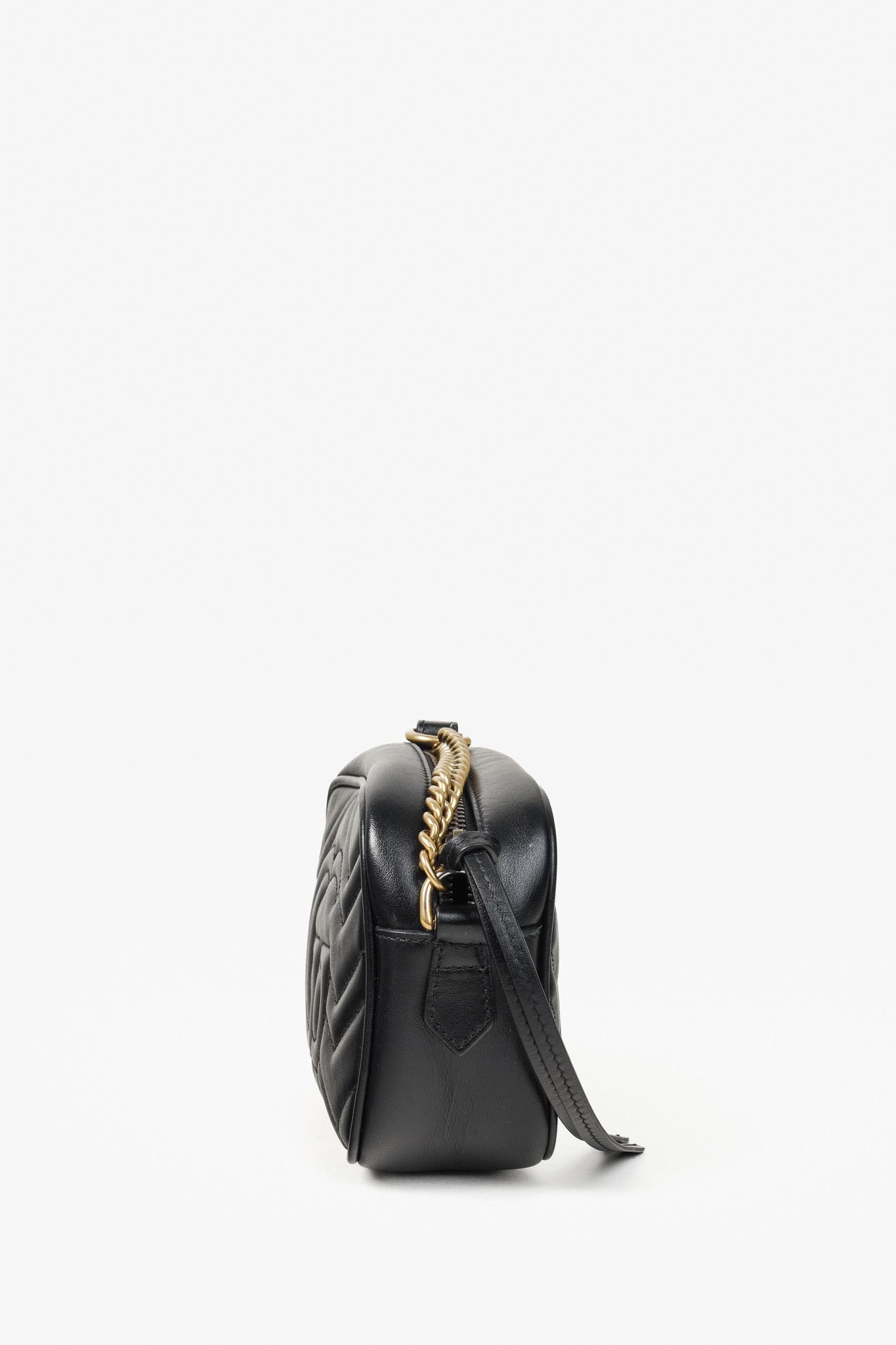Gucci Gucci GG Marmont Mini Shoulder Leather Bag Black Gold Tone Size ONE SIZE - 3 Thumbnail
