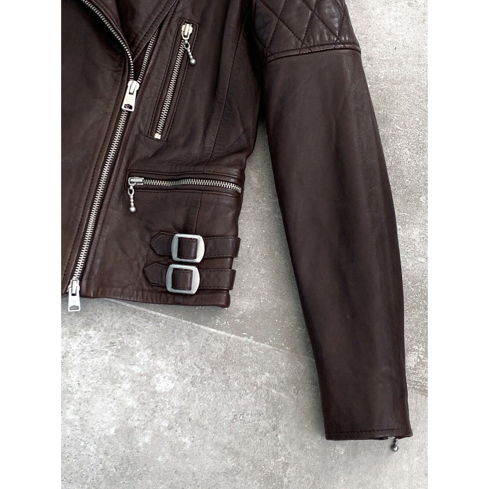 Allsaints Women ALL SAINTS Armstead Leather Biker Jacket XXS UK 4 US 0 Size XXS / US 00 / IT 34 - 9 Thumbnail