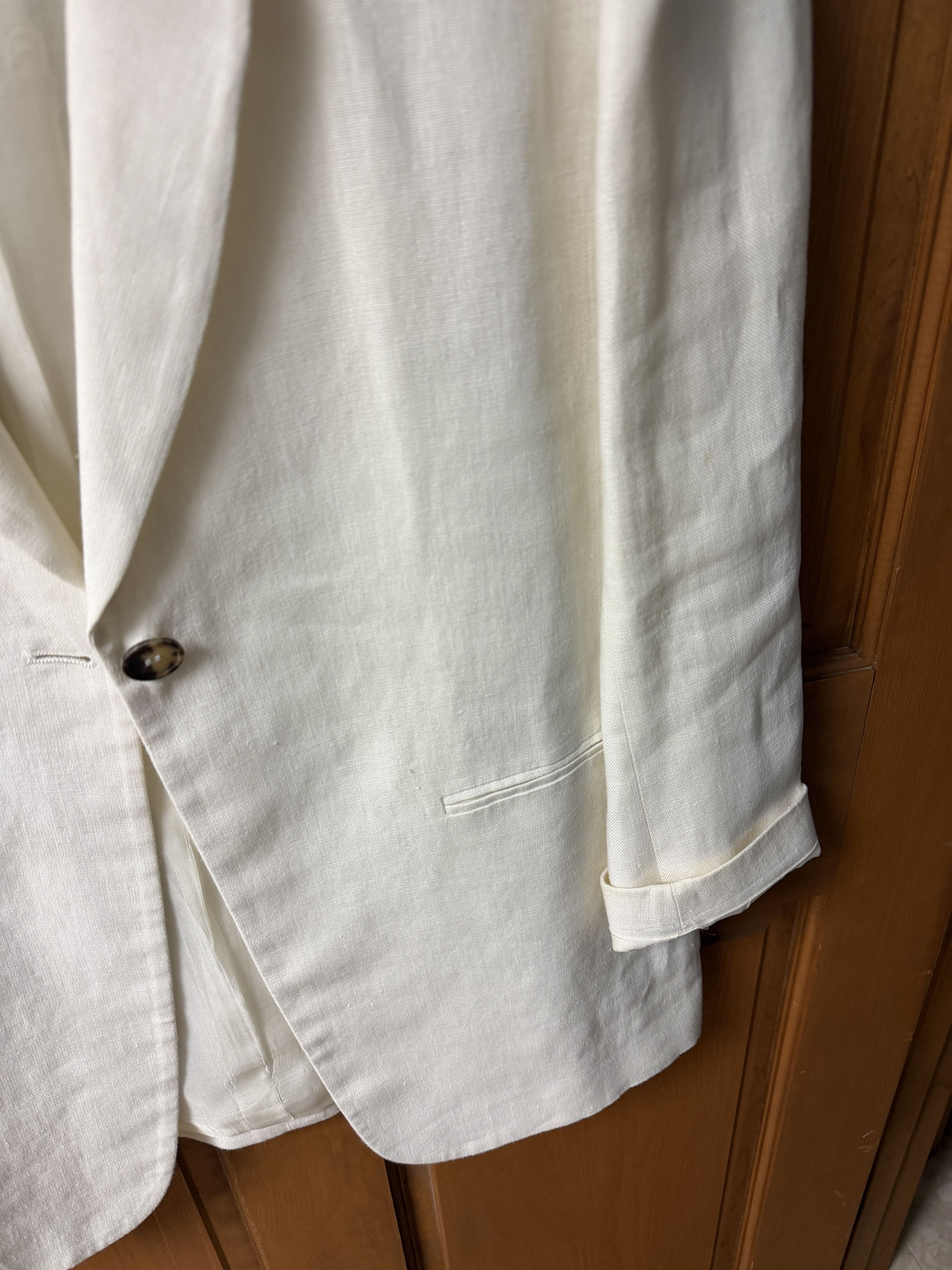 Giorgio Armani Giorgio Armani Le Collezioni Cream Linen Blazer Size 4 Size S / US 4 / IT 40 - 3 Thumbnail