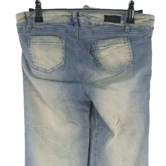 Vintage Atmosphere Women's Jeans Blue Denim Straight Cuffed Low Rise Size 7 28x27 Pockets Belt Loops Womens Size 28" / US 6 / IT 42 - 4 Thumbnail