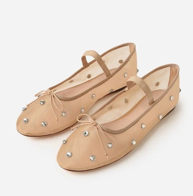 Jeffrey Campbell Jeffrey Campbell Mesh Ballet Flats Mary Jane Rhinestone Size US 7.5 / IT 37.5 - 5 Thumbnail