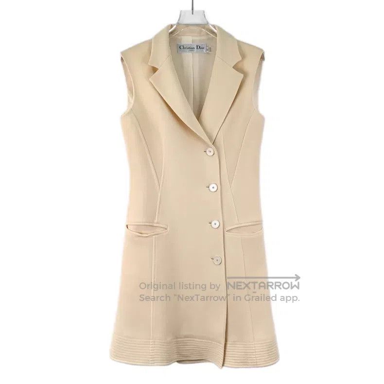 Dior Dior Beige wool lapel single-breasted sleeveless dress Size XS / US 0-2 / IT 36-38 - 1 Thumbnail