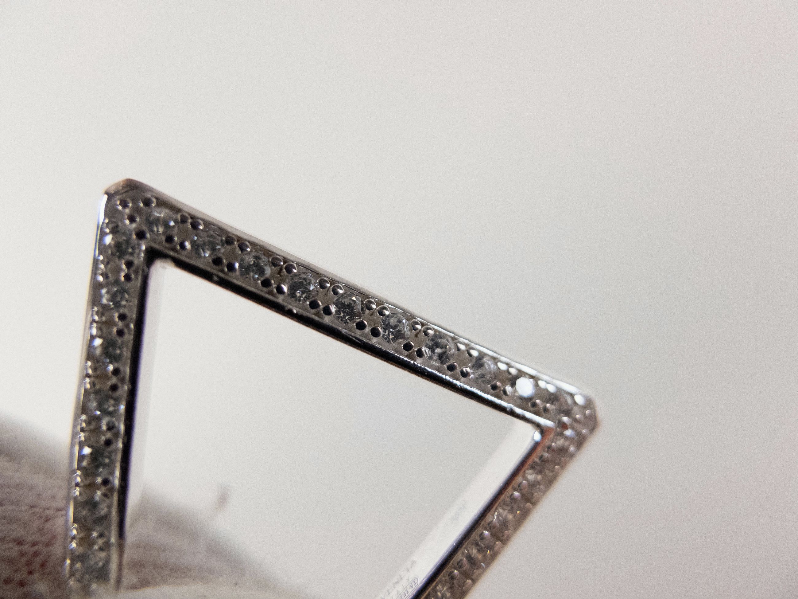 Bottega Veneta BOTTEGA VENETA Triangle Sterling silver earrings w crystals Size ONE SIZE - 7 Thumbnail