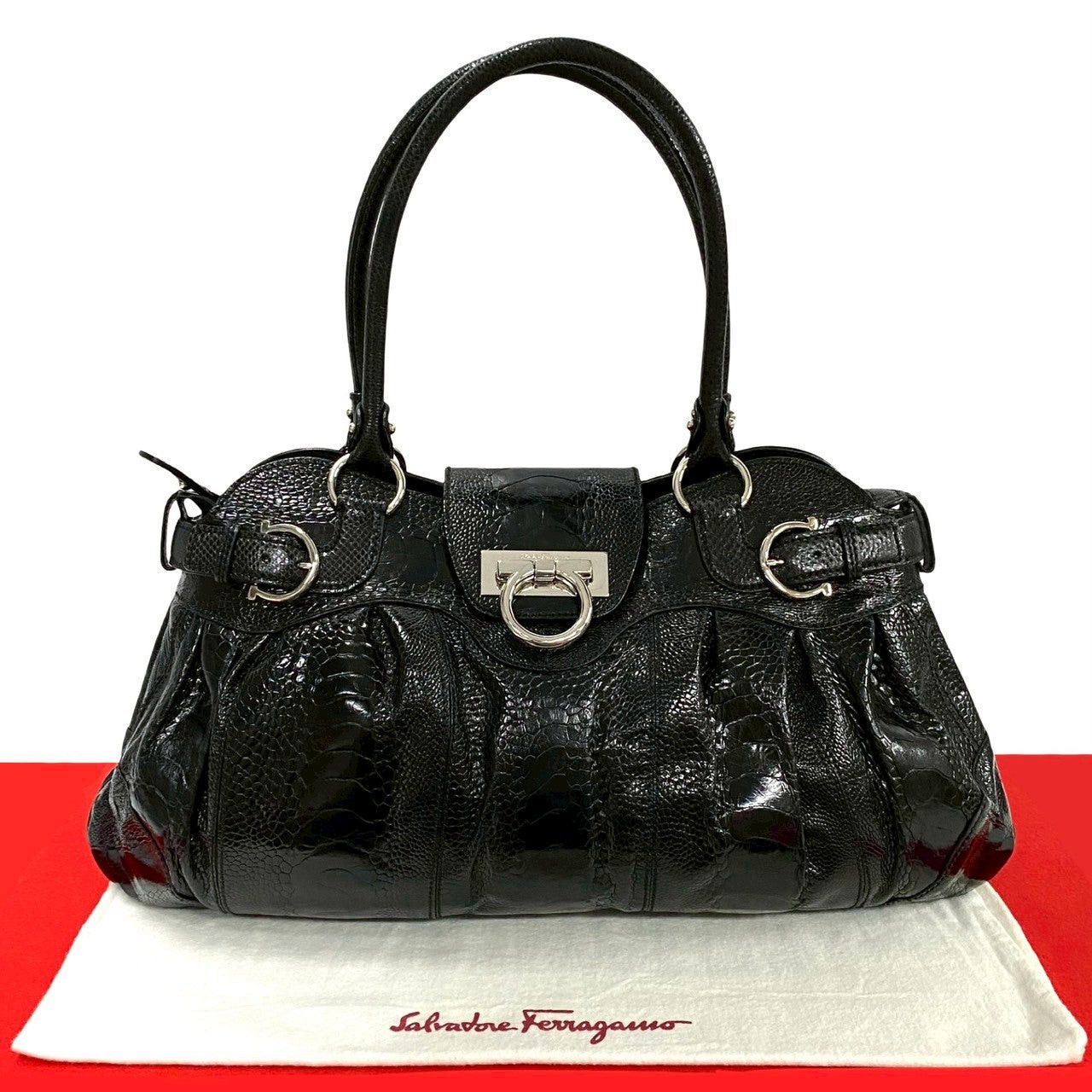 Salvatore Ferragamo Tote Bag Black Leather