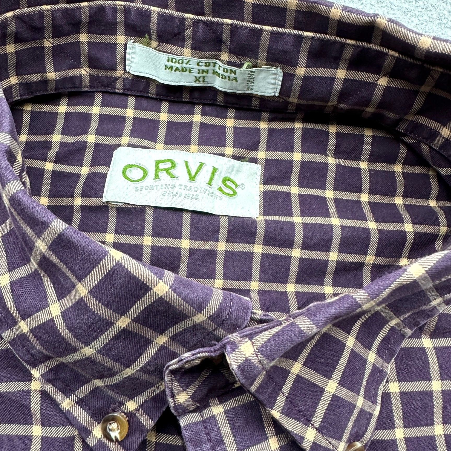 Orvis Orvis Check Windowpane Plaid Purple Button Down Long Sleeve Shirt Mens XL Cotton Size US XL / EU 56 / 4 - 3 Thumbnail
