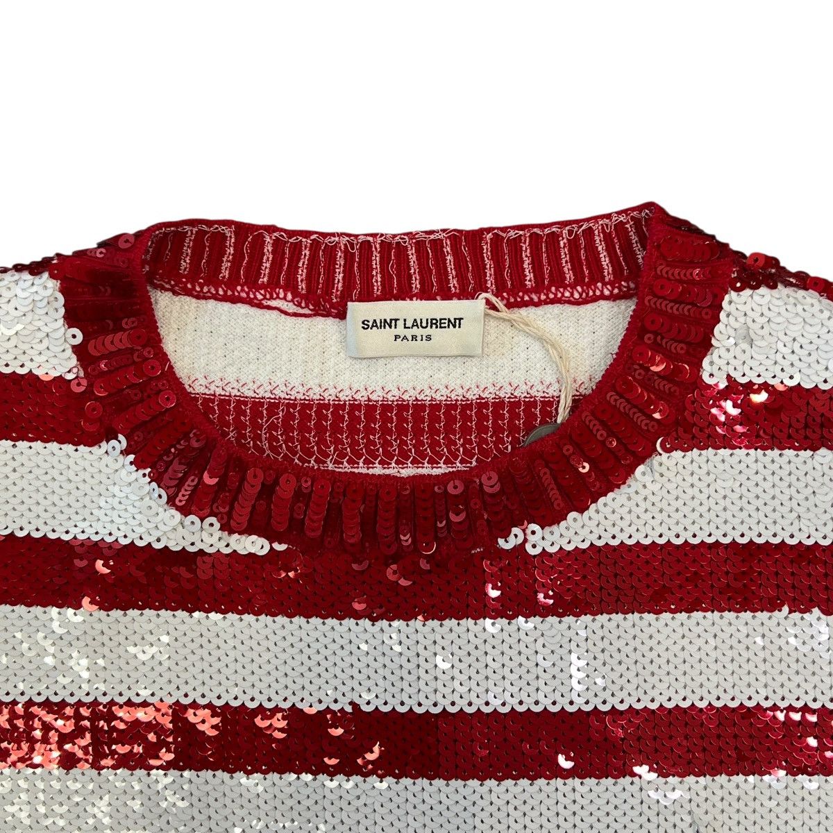 Saint Laurent Paris SAINT LAURENT PARIS 2014 Spring Sequin Striped S/S Knit Size L / US 10 / IT 46 - 2 Thumbnail