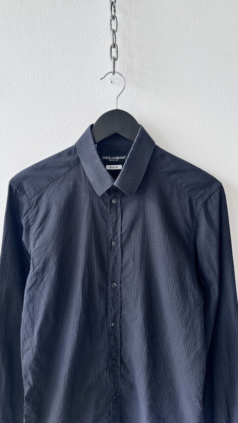 Dolce & Gabbana Dolce & Gabbana GOLD Shirt Micro Dot Pinstripe Slim Fit Size US M / EU 48-50 / 2 - 3 Thumbnail