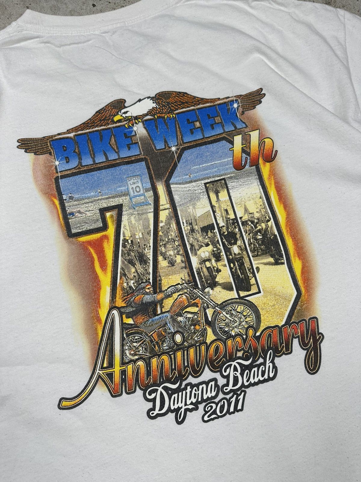 Harley Davidson Vintage Bike Week Daytona Beach Harley Moto Print T Shirt Size US XL / EU 56 / 4 - 13 Thumbnail