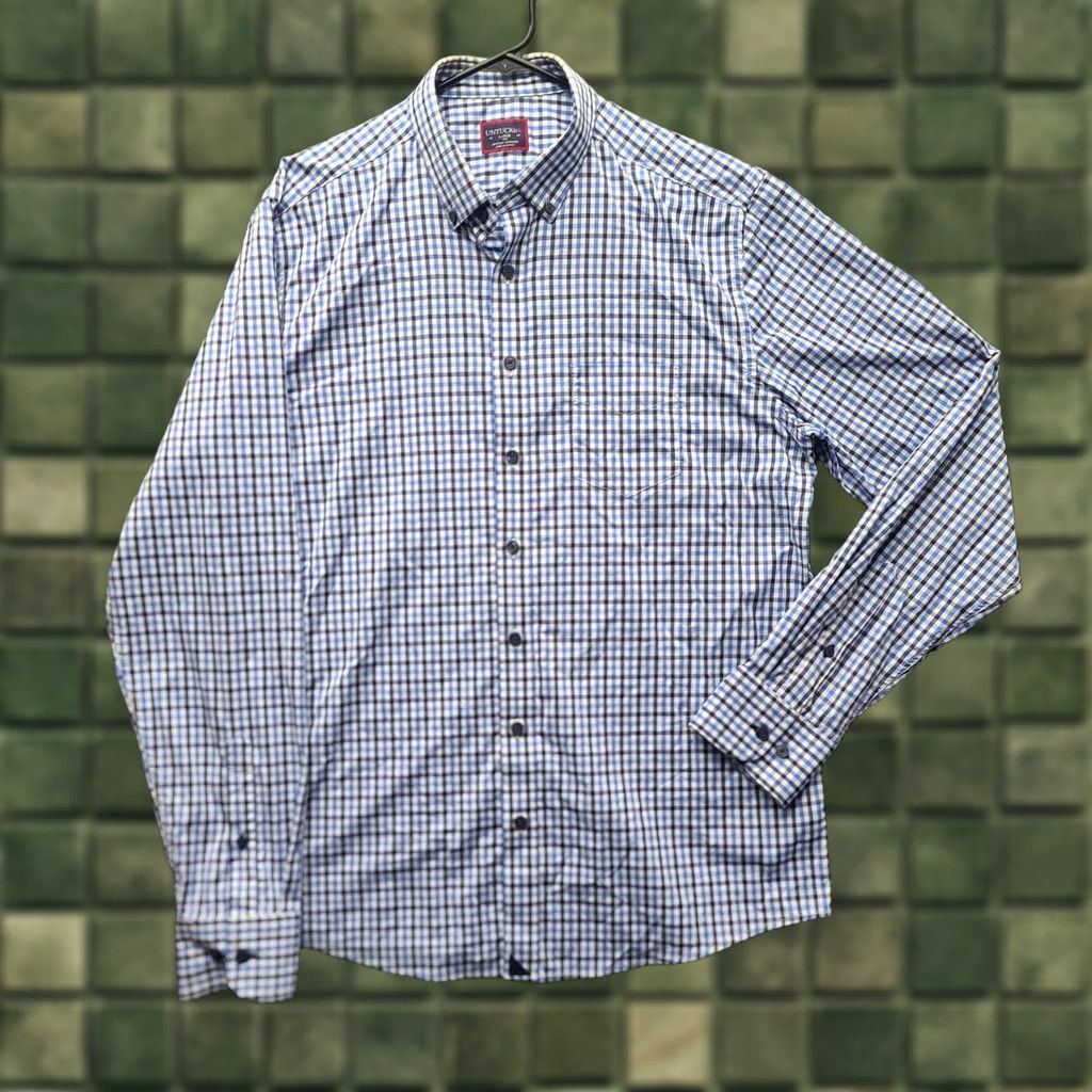 UNTUCKit UNTUCKit Simmons Shirt Mens L Tall Regular Fit Long Sleeve Blue Check Casual Button-Up Size US L / EU 52-54 / 3 - 1 Thumbnail
