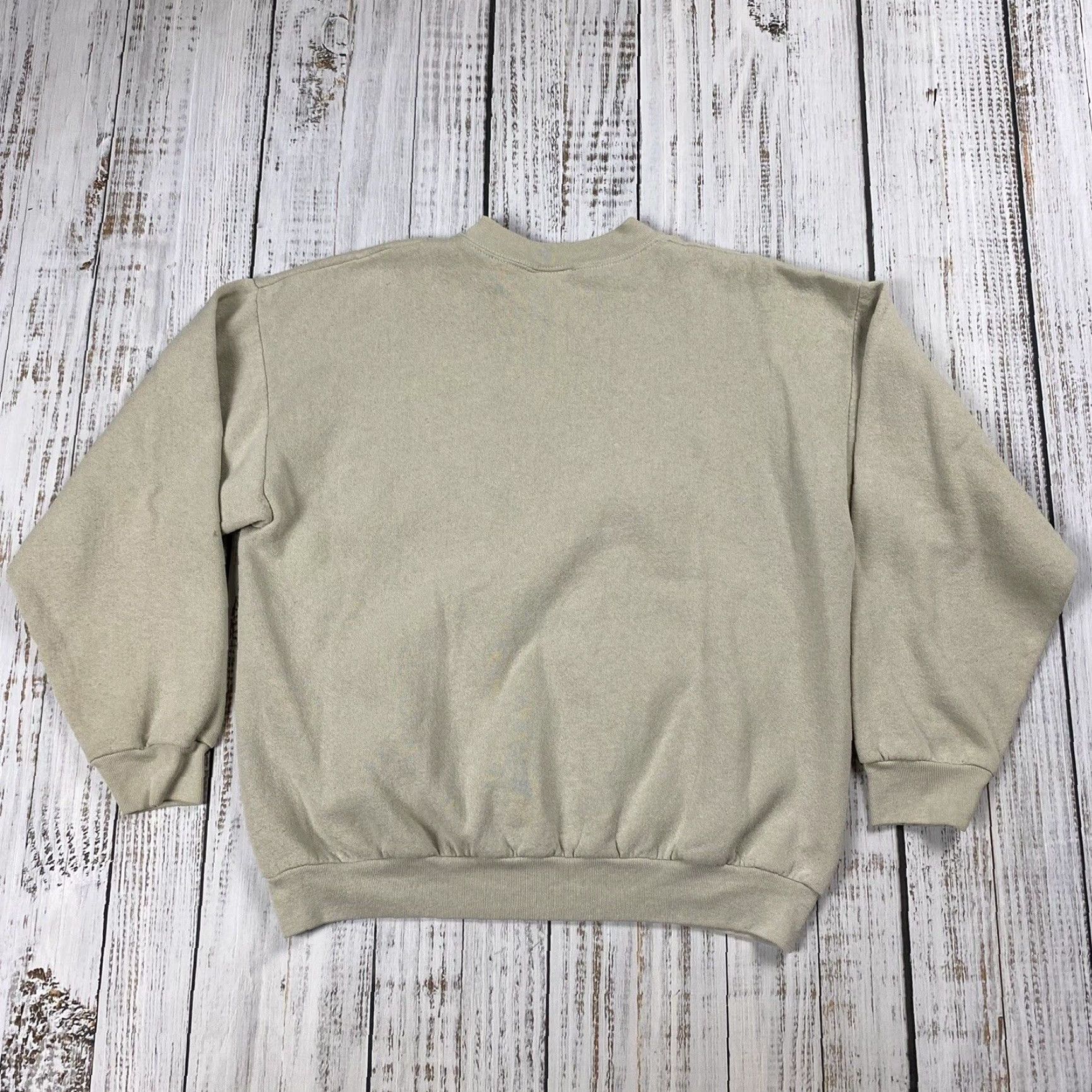Tultex VTG Tultex USA Sweatshirt Crewneck Beige Adult Large Sweatshirt Mens Casual Warm 1990s Cotton Polyester Beigе USA Pattern Solid Size US L / EU 52-54 / 3 - 3 Thumbnail