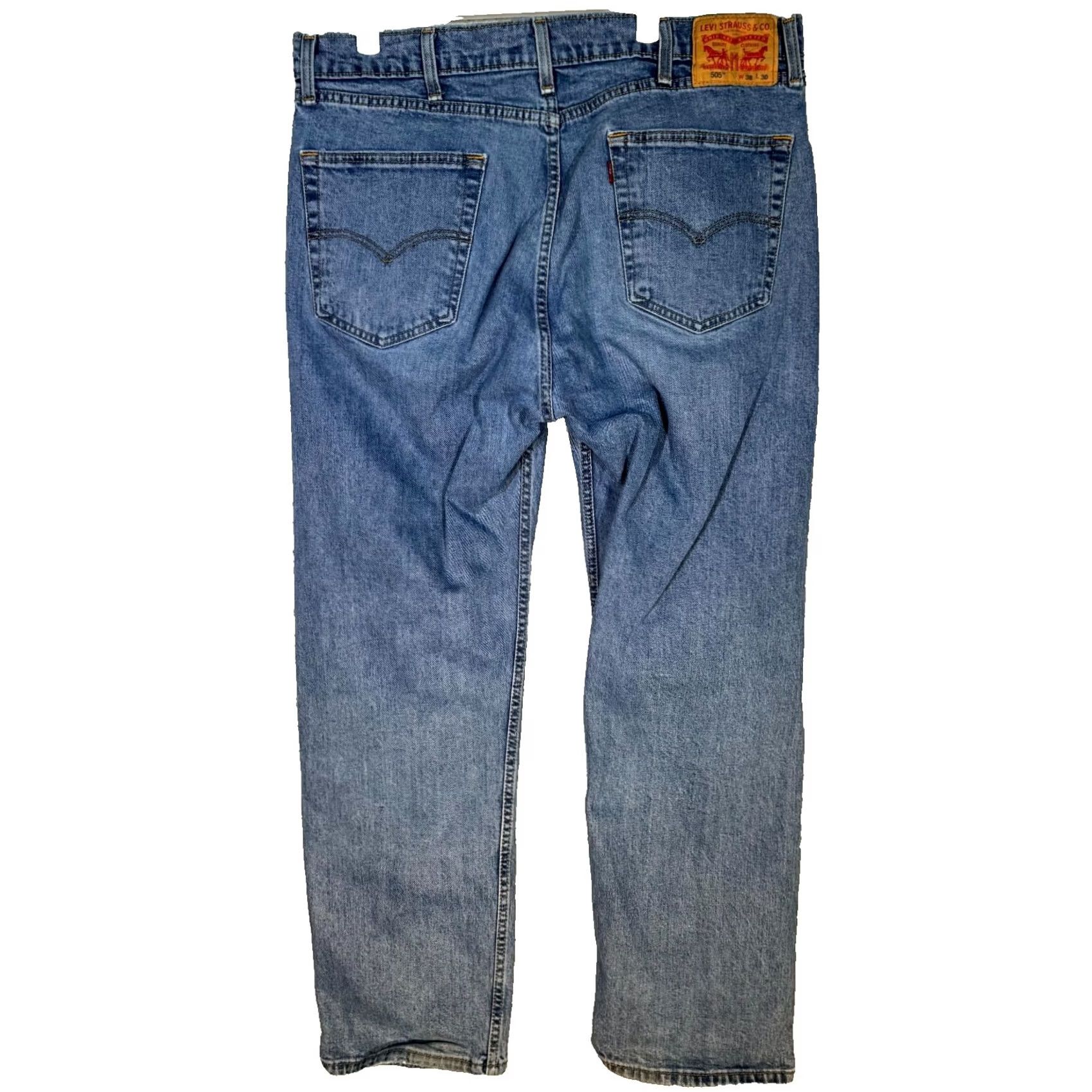 Levi's Levi’s 505 Men Jeans 38x30 Blue Denim High Rise Regular Fit Straight Leg Size US 38 / EU 54 - 2 Thumbnail