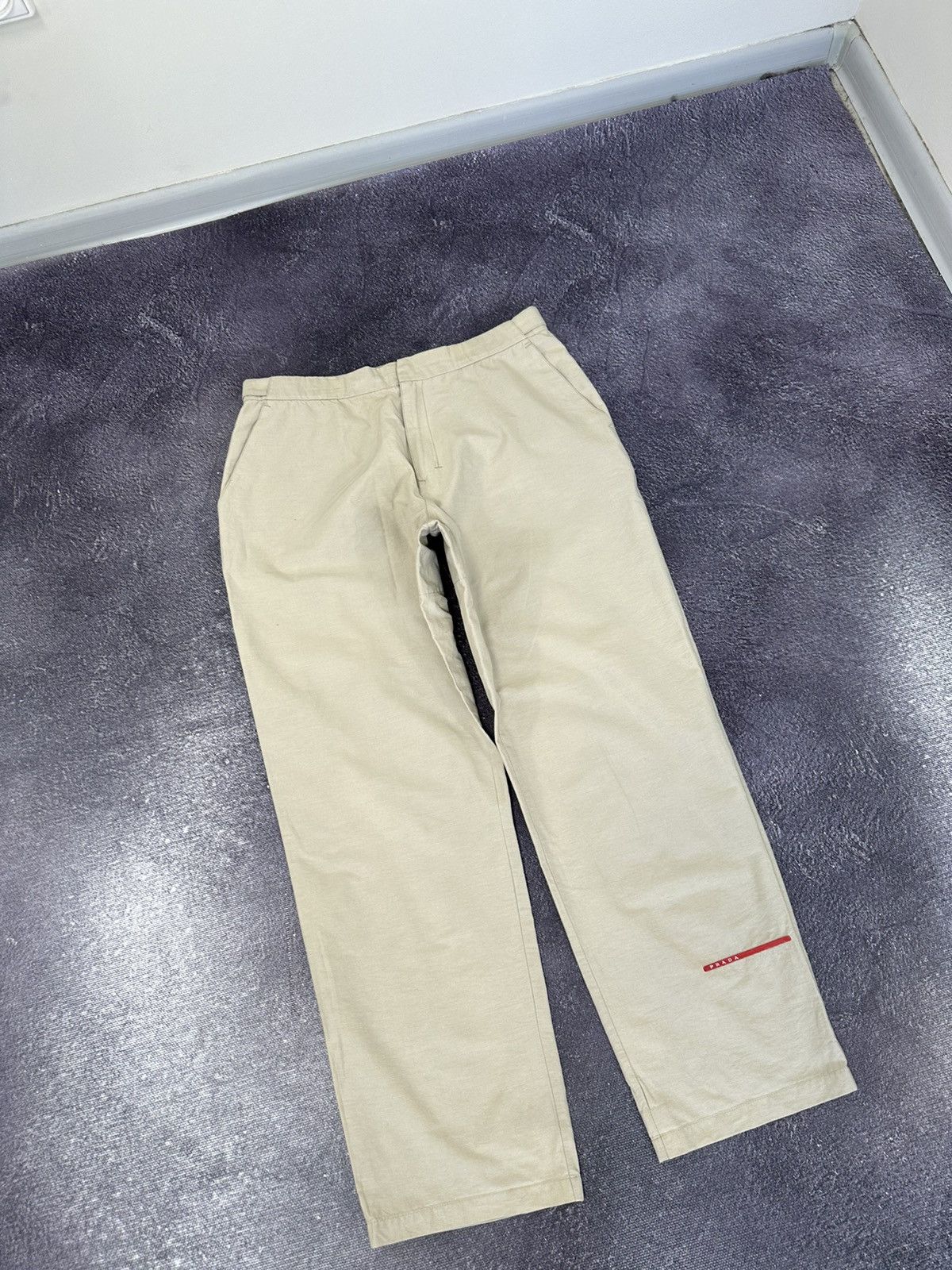 Helmut Lang Vintage Prada Red Tab Cream Rare Grail Baggy Nylon Pants Size US 32 / EU 48 - 4 Thumbnail