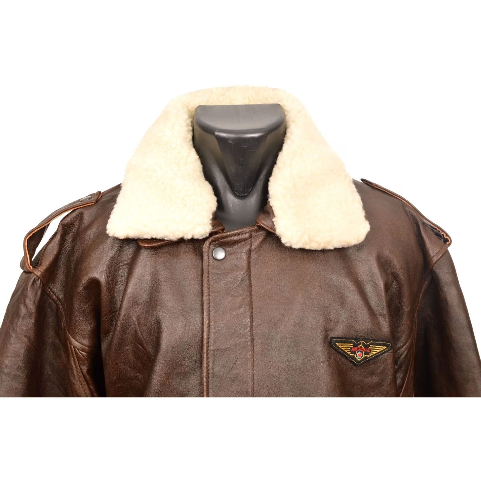 Vintage McDuncan Air Force Brown Leather Aviator Jacket Size 50 Mens Leather Bomber Jacket Brown 50 Vintage? Size US M / EU 48-50 / 2 - 2 Thumbnail