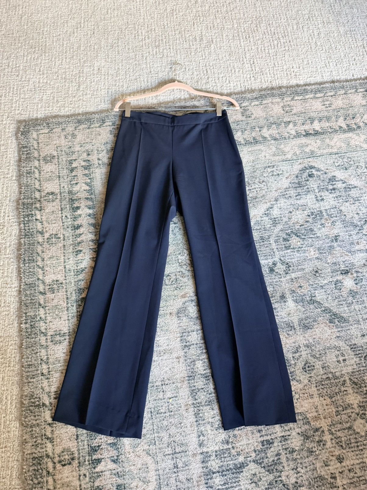 Hugo Boss Hugo boss navy pleated regular fit virgin wool trouser 4 Size 27" / US 4 / IT 40 - 4 Thumbnail