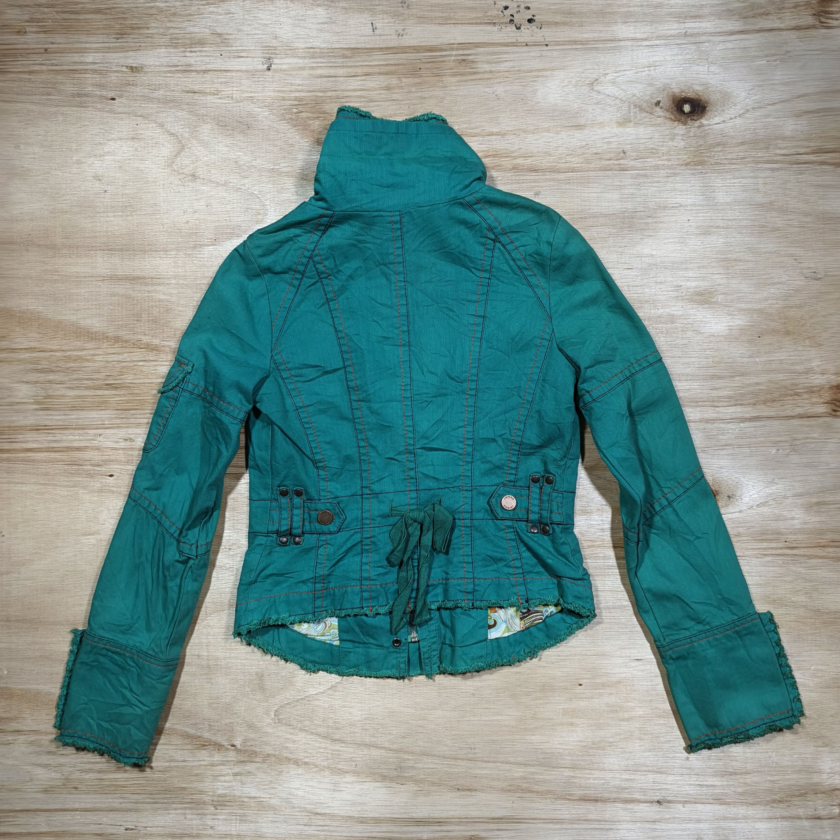 Japanese Brand EGOIST Turquoise Green Raw Hem Moto Jacket Size M / US 6-8 / IT 42-44 - 6 Thumbnail