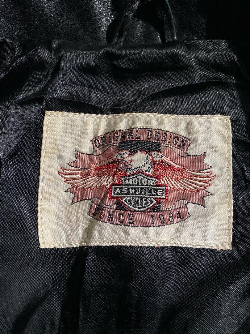 Genuine Leather DOUBLE COLLAR MOTOR ASHVILLE CYCLES LEATHER JACKET Size US M / EU 48-50 / 2 - 9 Thumbnail