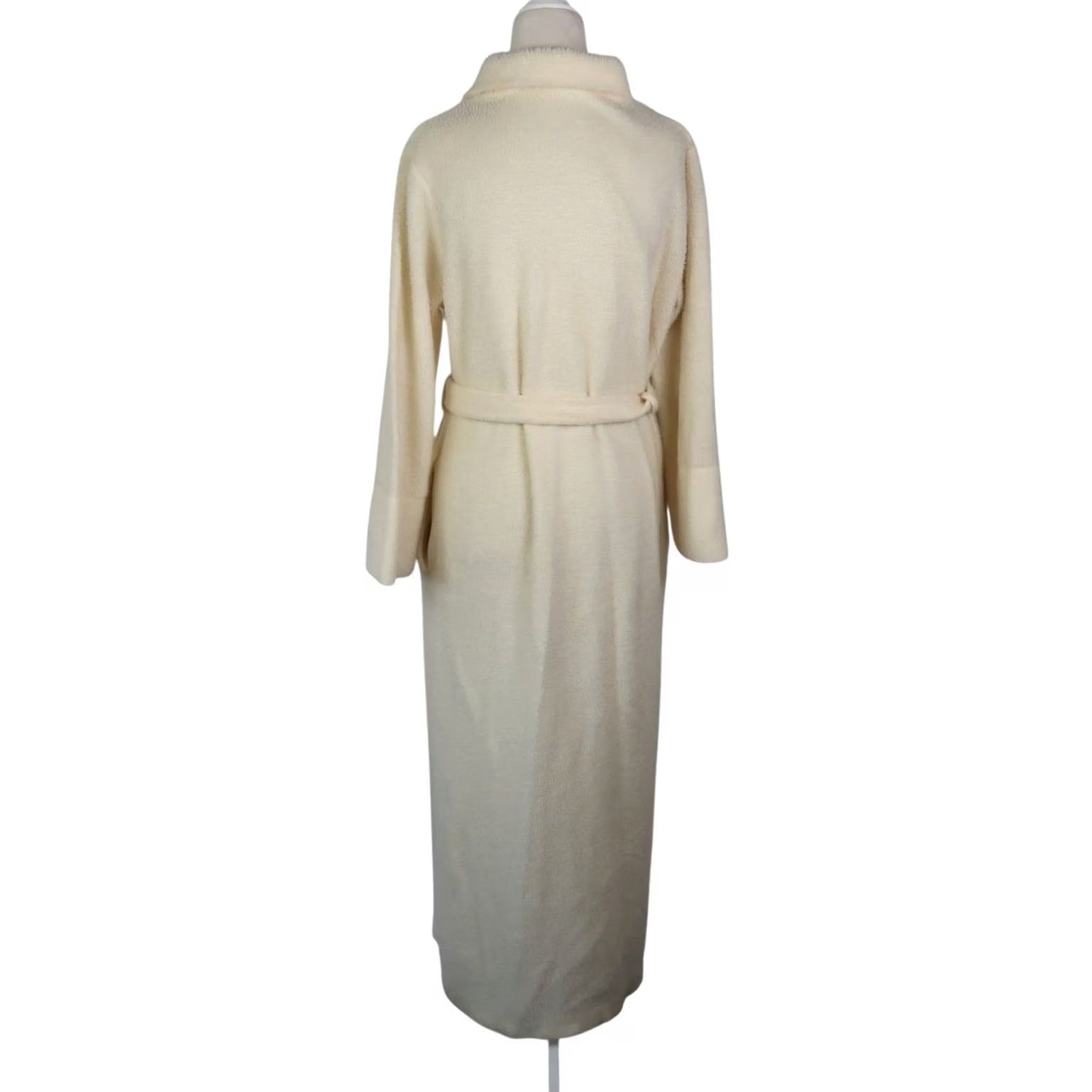 Vintage VINTAGE 80s Cream Fleece Long Robe House Dress Zip Front Women L Regular Size Large Sleeves Long, Tie Belt, Pocket, Made in USA, Vintage Yes Size L / US 10 / IT 46 - 4 Thumbnail