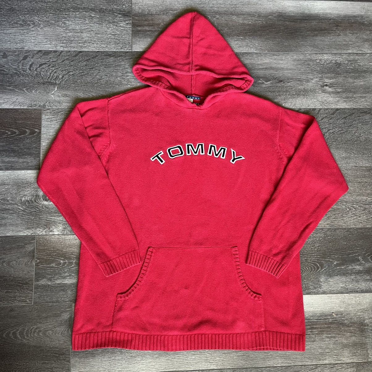 Tommy Hilfiger × Vintage Vintage 1990s Tommy Hilfiger Embroidered Logo Sweater Hoodie Size US L / EU 52-54 / 3 - 1 Thumbnail