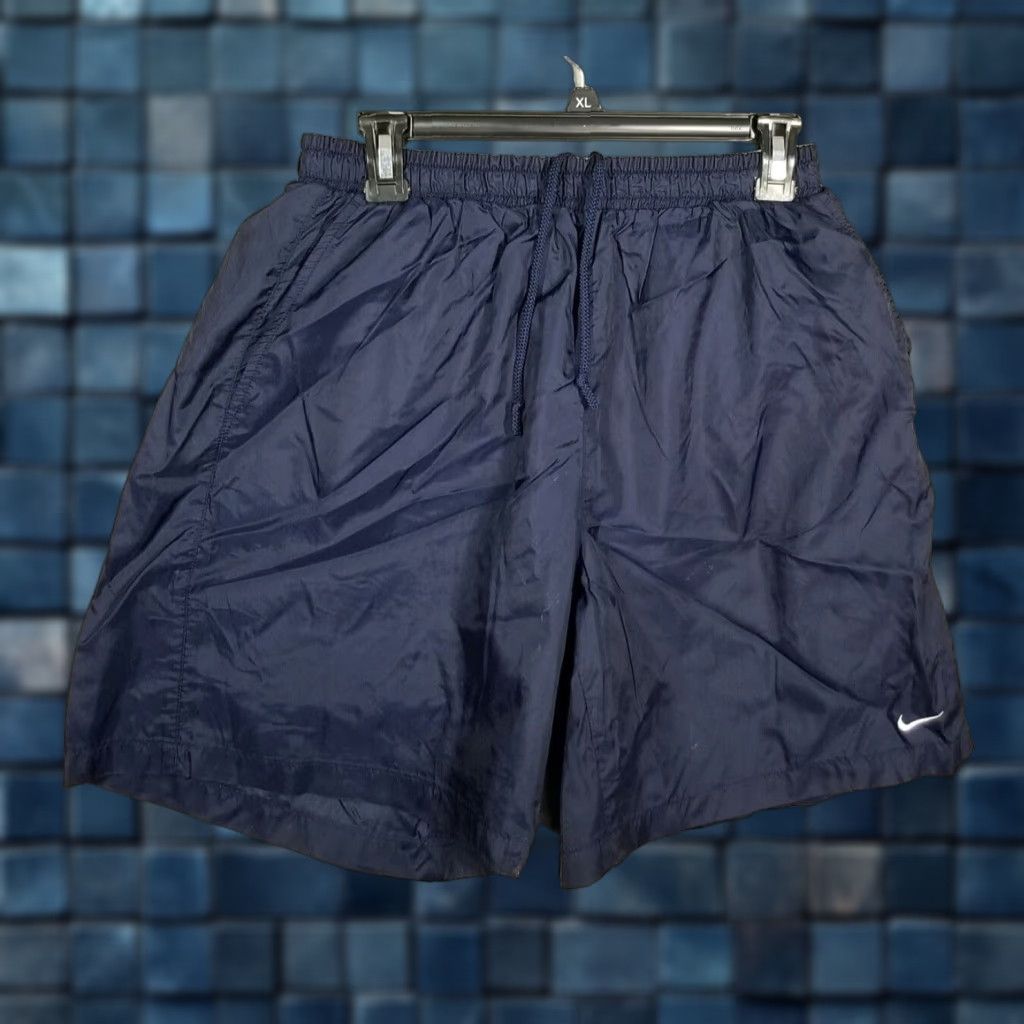 Nike VINTAGE Nike Shorts Basketball Nike Shorts Adult Large Blue 90s Hip Hop Logo Drawstring Pockets Mens Size US 33 - 1 Thumbnail