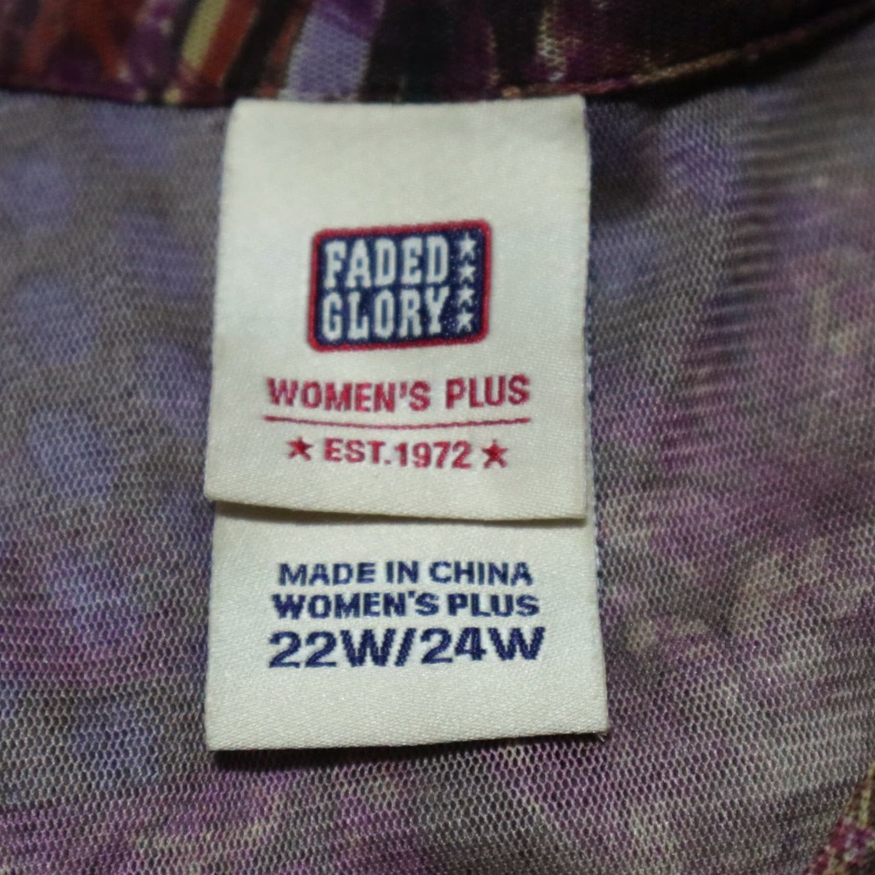 Faded Glory Faded Glory Shirt Blouse Woman Plus Size 22W/24W Purple Round Neck Long Sleeve Casual Womens Size 3XL / US 20-22 - 4 Thumbnail