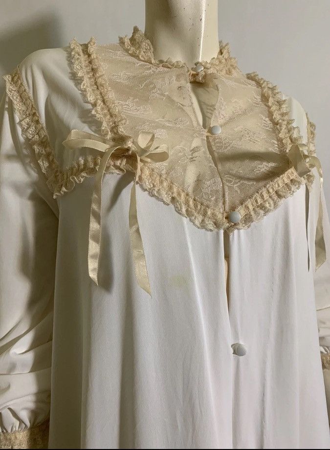 Vintage VTG 1970s Ivory Lace Trim Nightgown and Robe Size S / US 4 / IT 40 - 8 Thumbnail
