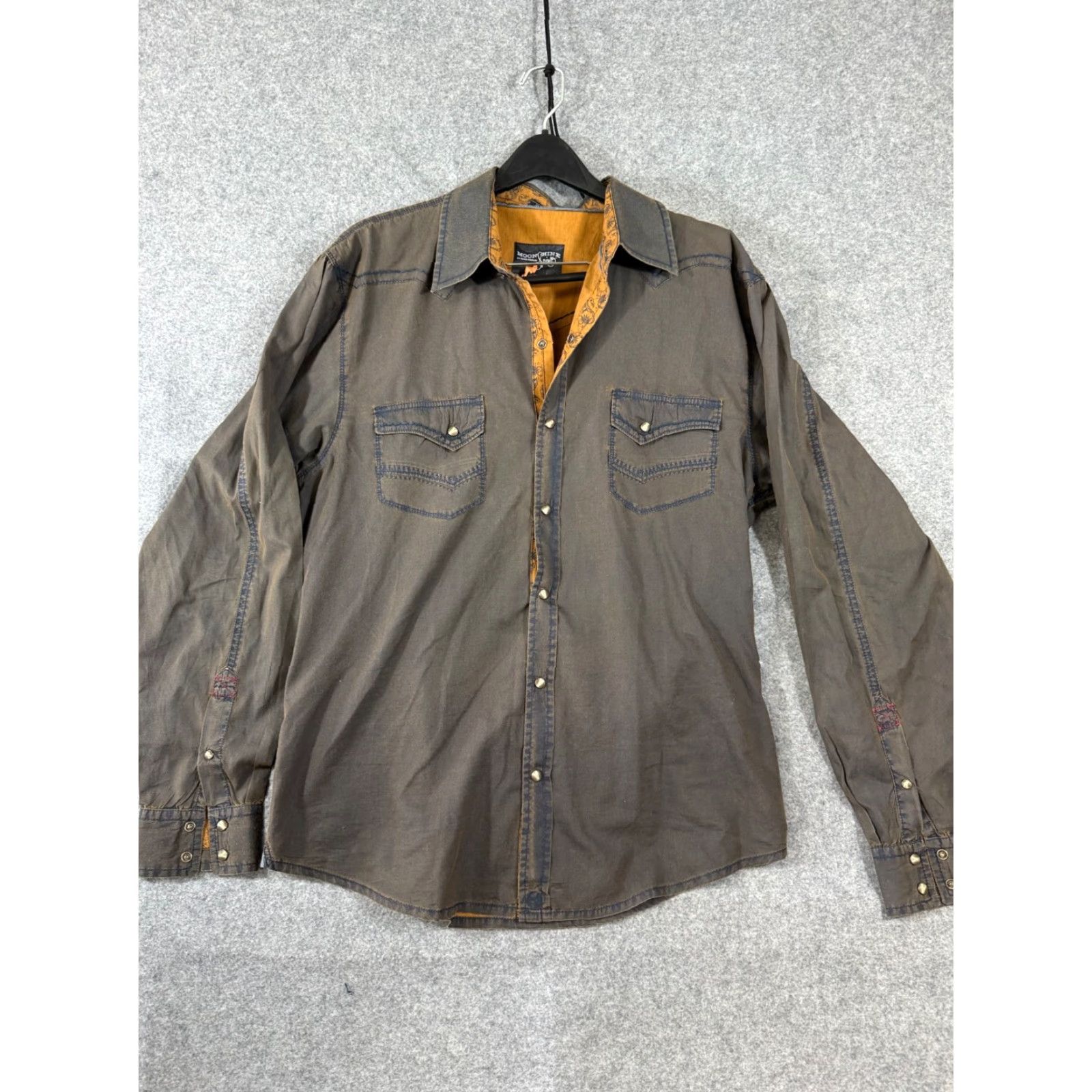 Vintage Moonshine Spirit by Brad Paisley Western Shirt Mens XL Brown Pearl Snap Cowboy Long Sleeve Pockets Shirt Size US XL / EU 56 / 4 - 4 Thumbnail