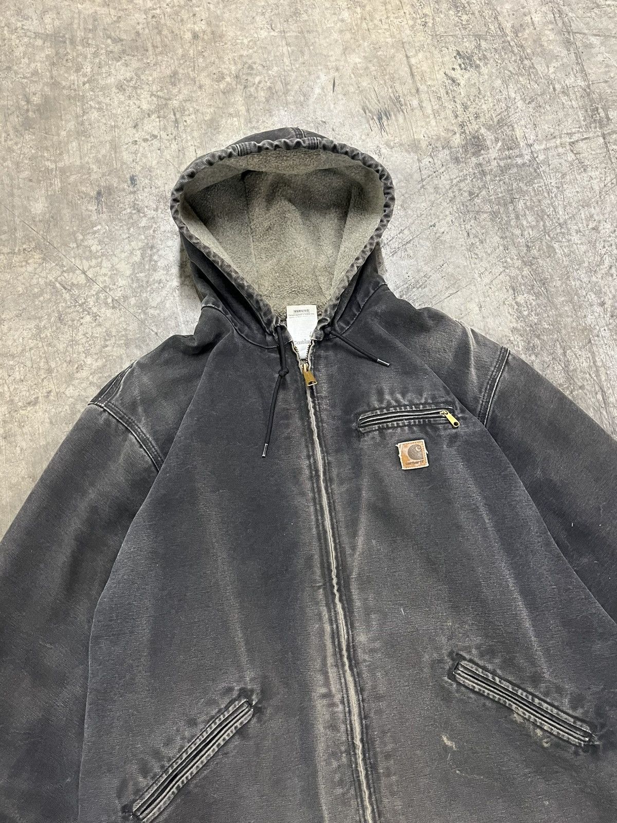 Carhartt × Vintage Carhartt sun faded Detroit style hooded Sherpa lined jacket Size US XXL / EU 58 / 5 - 6 Thumbnail
