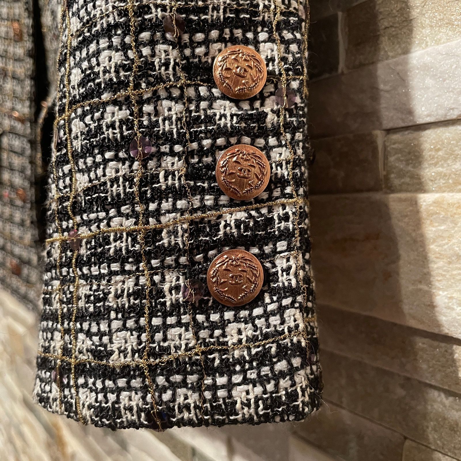 Chanel Chanel 05 Black White Plaid Tweed Sequin Jacket FR 40 Size M / US 6-8 / IT 42-44 - 9 Thumbnail