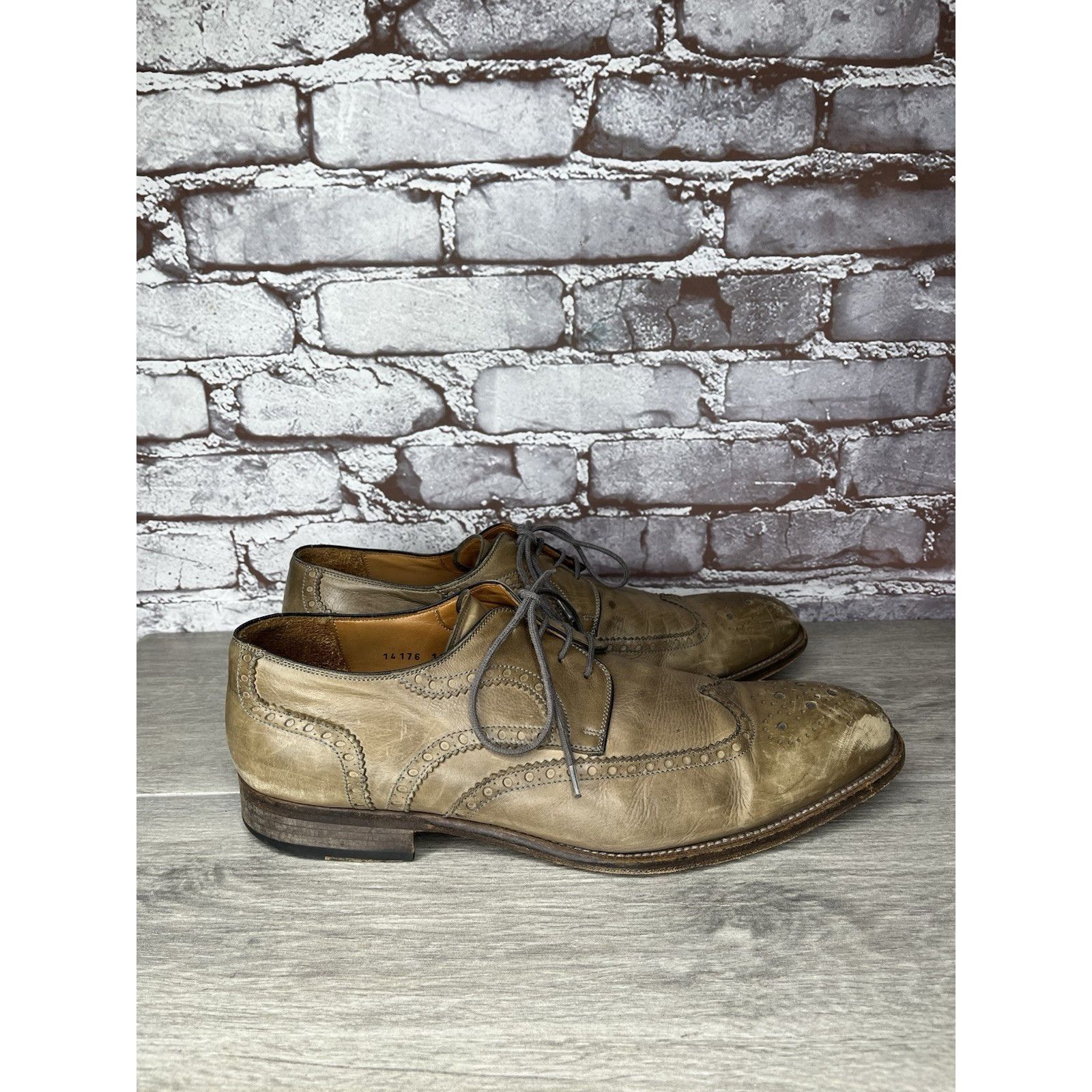 Magnanni MAGNANNI Gray Leather Brogue Wingtip Derby Lace Dress Shoes Size US 11 / EU 44 - 4 Thumbnail