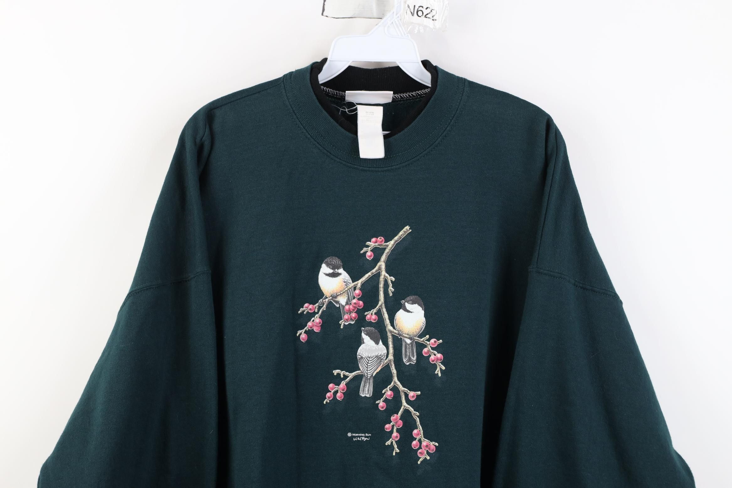 Vintage Vintage 90s Streetwear Nature Bird Layered Sweatshirt Green Size XL / US 12-14 / IT 48-50 - 2 Thumbnail