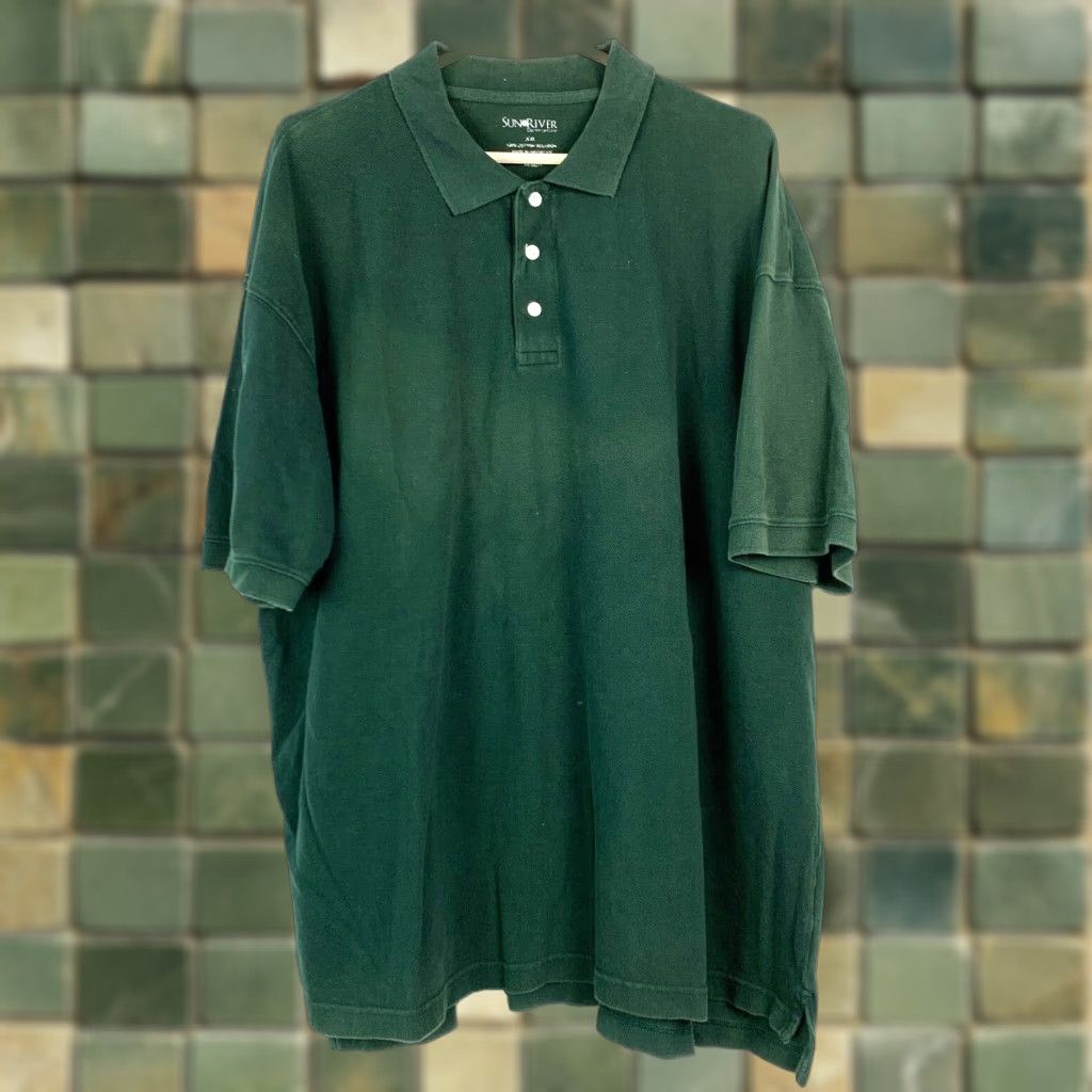 Vintage Sun River Green Short Sleeve Pique Polo Shirt Mens 2XL XXL Shirt Polo Mens Green 2XL Sun River Size US XXL / EU 58 / 5 - 1 Thumbnail