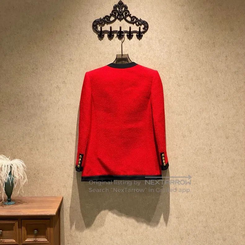 Saint Laurent Paris Saint Laurent Paris Small fragrant wool coat with red and Size S / US 4 / IT 40 - 2 Thumbnail