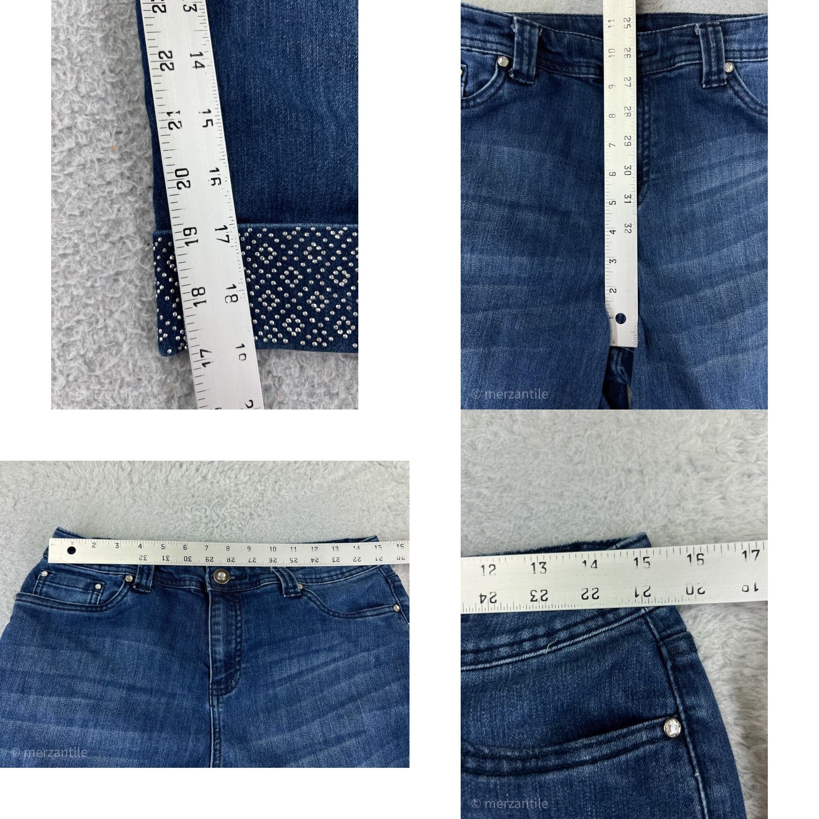 Vintage Christopher & Banks Jeans Women 6 Blue Capri Denim Cotton Bling 5-Pocket Rise Mid Inseam 19 Regular Stretch Size 28" / US 6 / IT 42 - 9 Thumbnail
