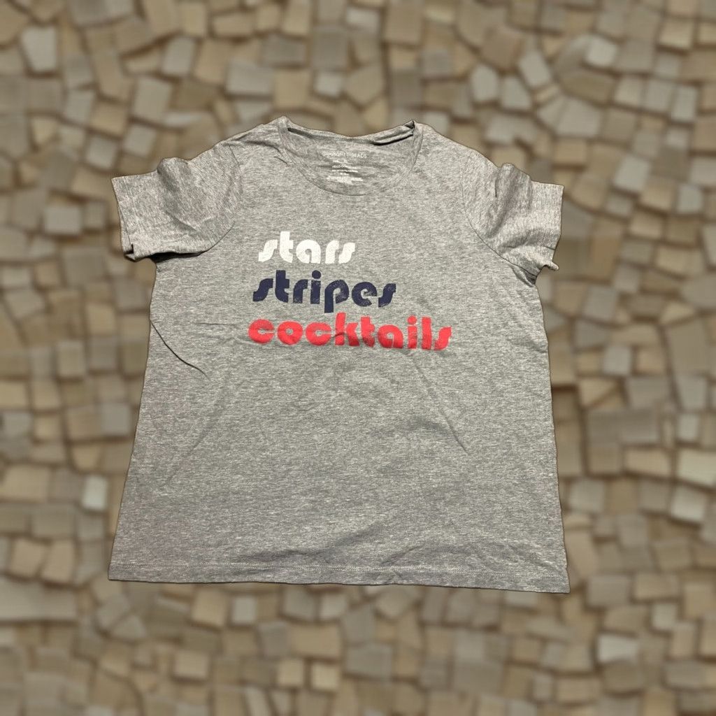 Vintage Grayson Threads Shirt Women's XL Gray STARS STRIPES COCKTAILS T-Shirt Short Sleeve Pullover Casual Basic Shirt Modern Womens Size XL / US 12-14 / IT 48-50 - 1 Thumbnail