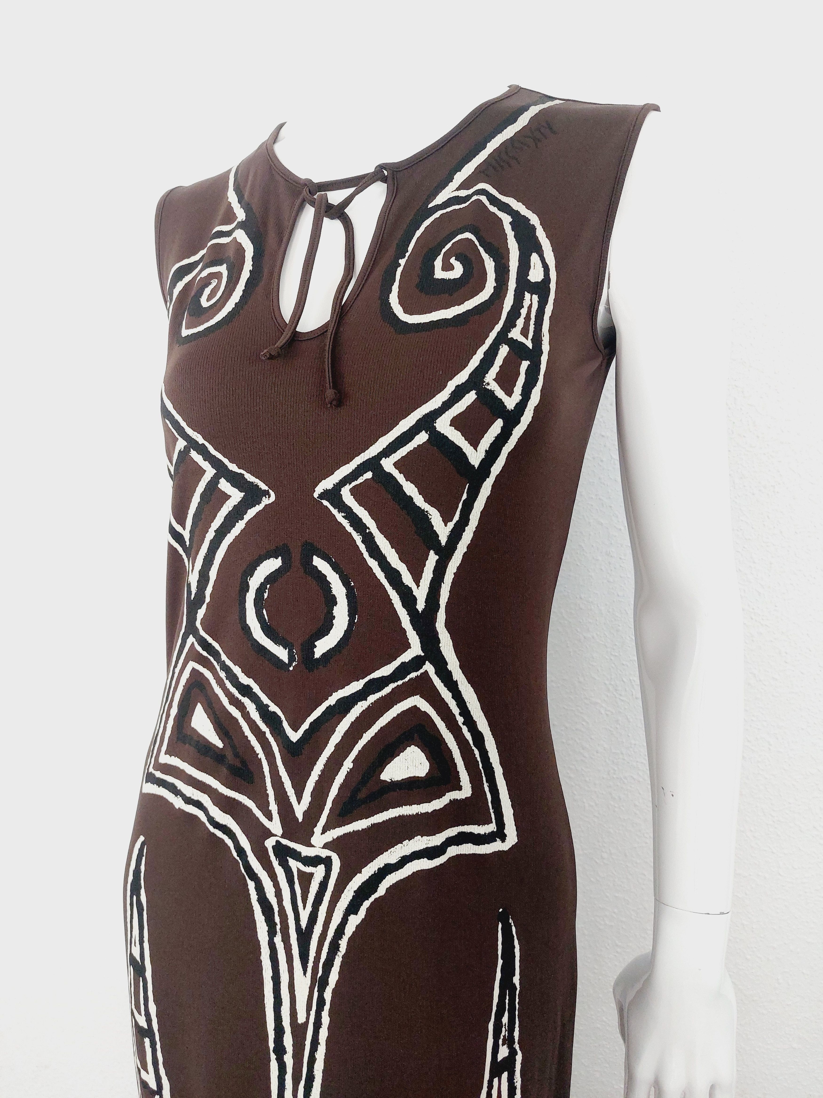 Miss Sixty Y2K Miss Sixty Tribal Maori Skeleton Tattoo Maxi Dress Size L / US 10 / IT 46 - 3 Thumbnail