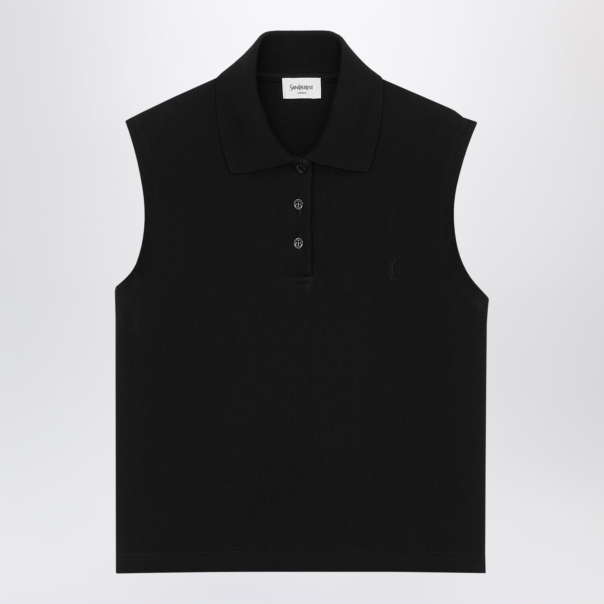 Saint Laurent Paris Saint Laurent Black Sleeveless Polo With Cassandre Logo Size M / US 6-8 / IT 42-44 - 1 Thumbnail