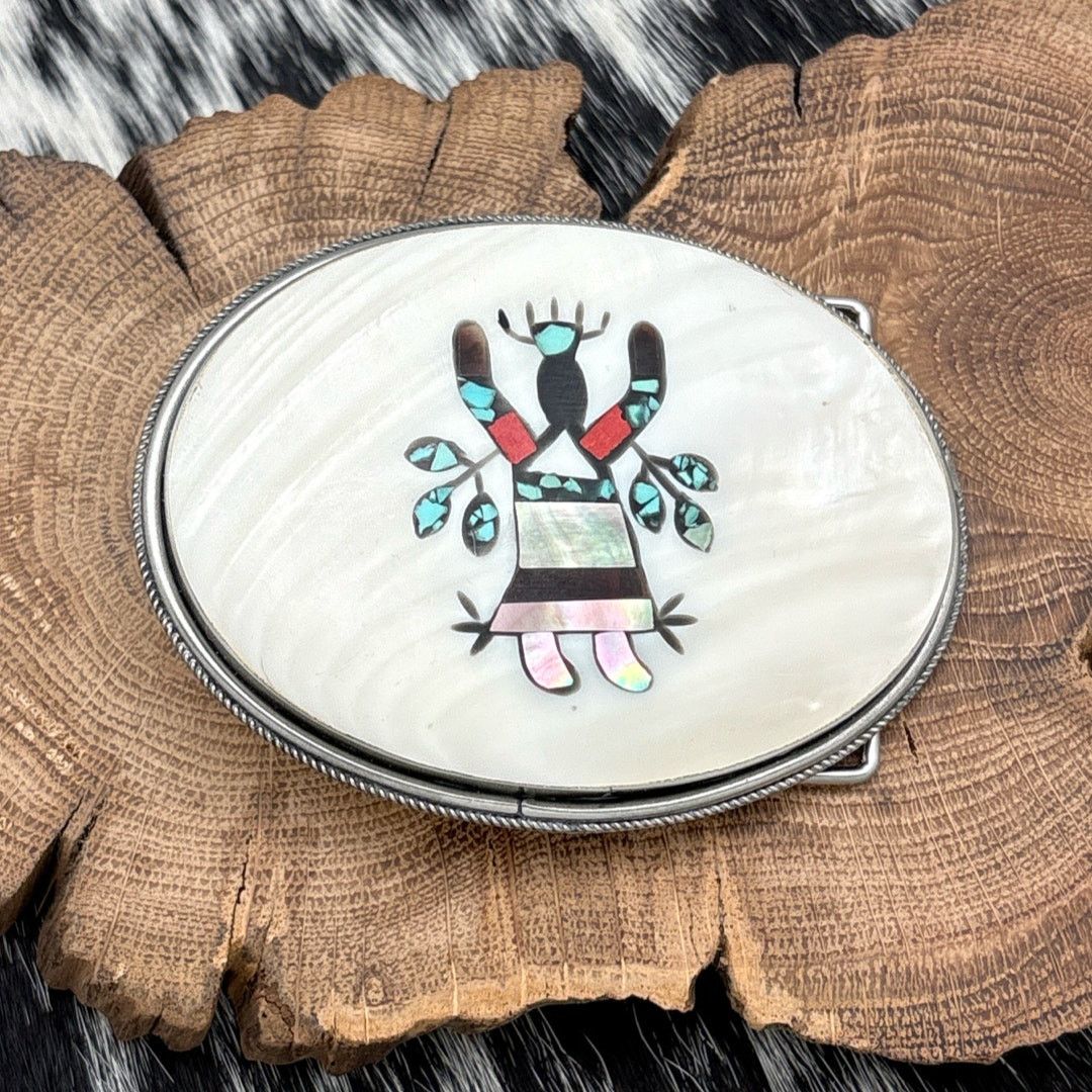 Native 1990s NAVAJO Sterling Silver Apache Gahn Dancer Belt Buckle Size ONE SIZE - 1 Thumbnail