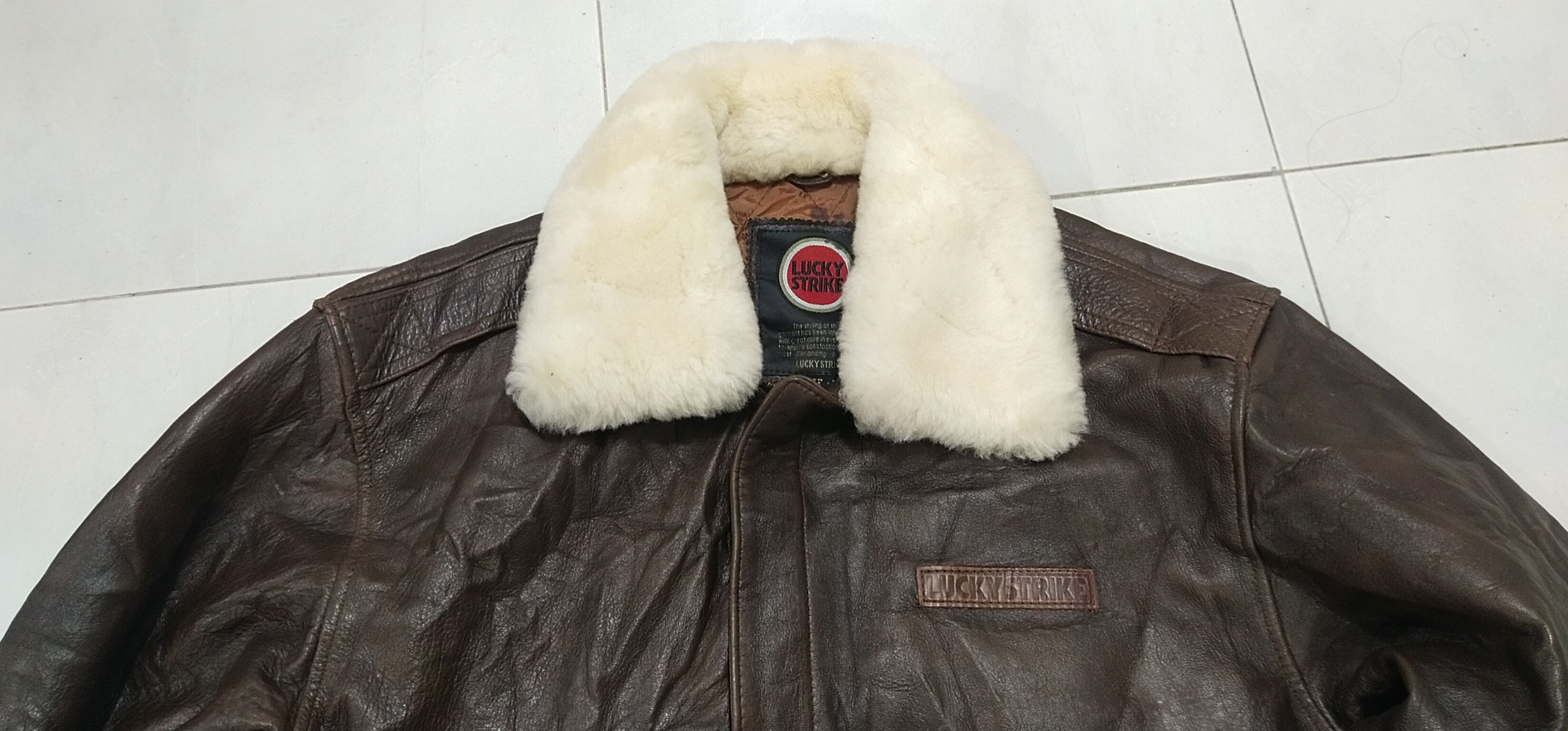 Leather Final💥 Drop Lucky Strike Leather Jacket L💥 Size US L / EU 52-54 / 3 - 5 Thumbnail