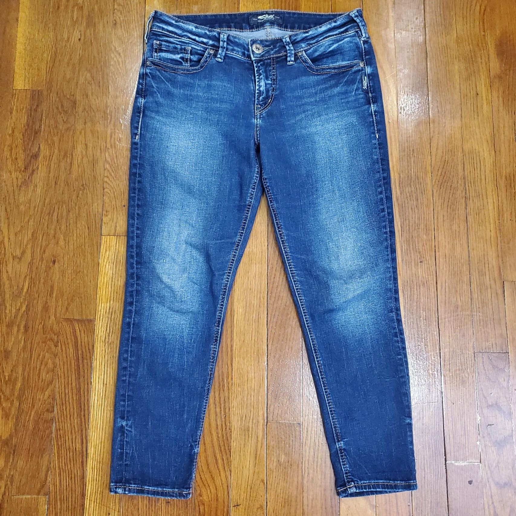 Silver Jeans Co. Silver Jeans Suki Skinny Crop Jeans Womens 29x25 Blue Mid Rise Stretch Denim Size 29" - 4 Thumbnail