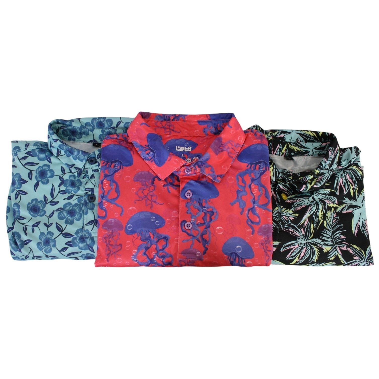 Loft LOFTY Polo Shirt Lot 3 L Tropical Floral Golf Performance Size US L / EU 52-54 / 3 - 1 Thumbnail
