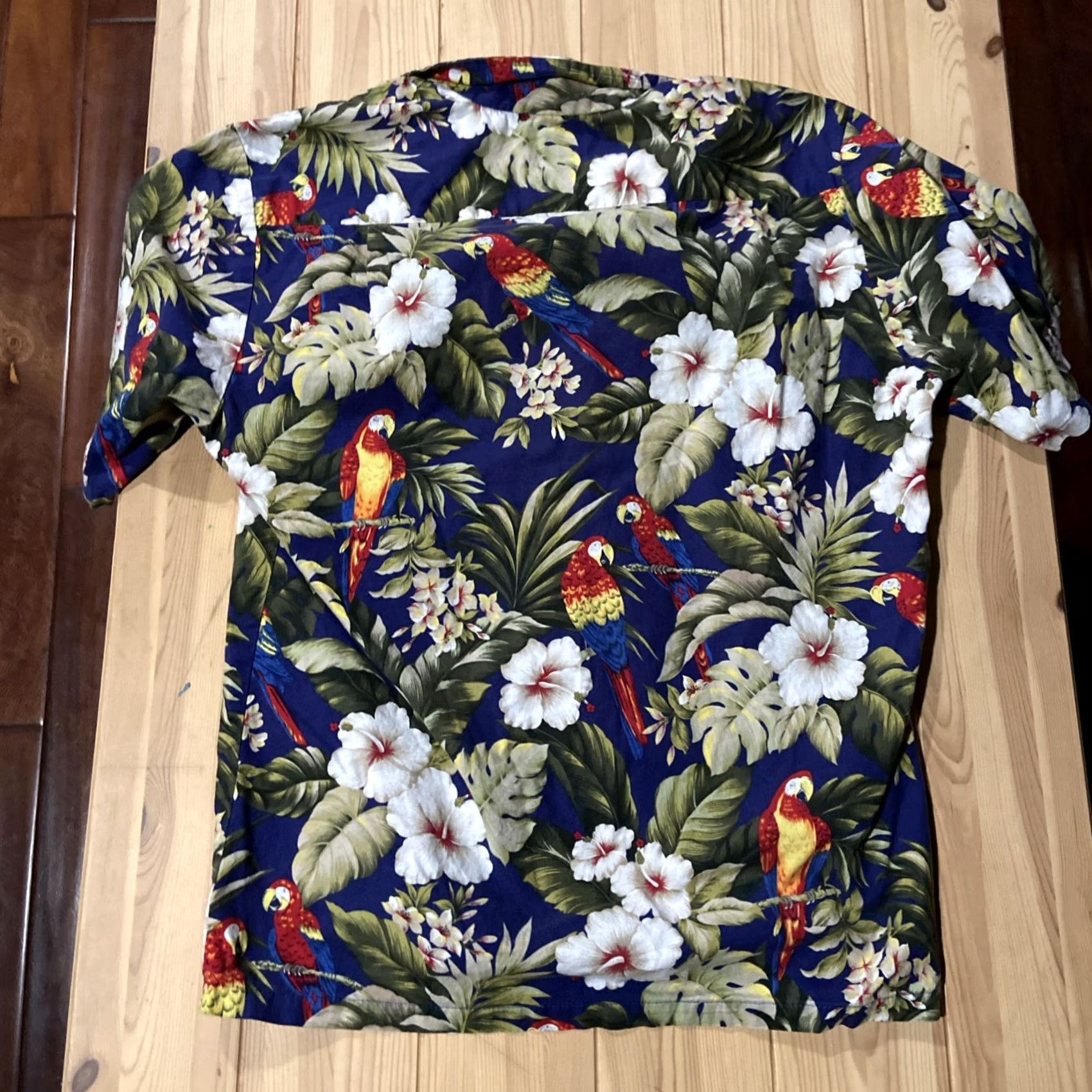Vintage VINTAGE Hawaii Hawaiian Tropical Shirt Mens L Blue Cotton 100% Button-Up Short Sleeve Floral Cockatoo Macaw Hawaiian Theme Size US L / EU 52-54 / 3 - 7 Thumbnail