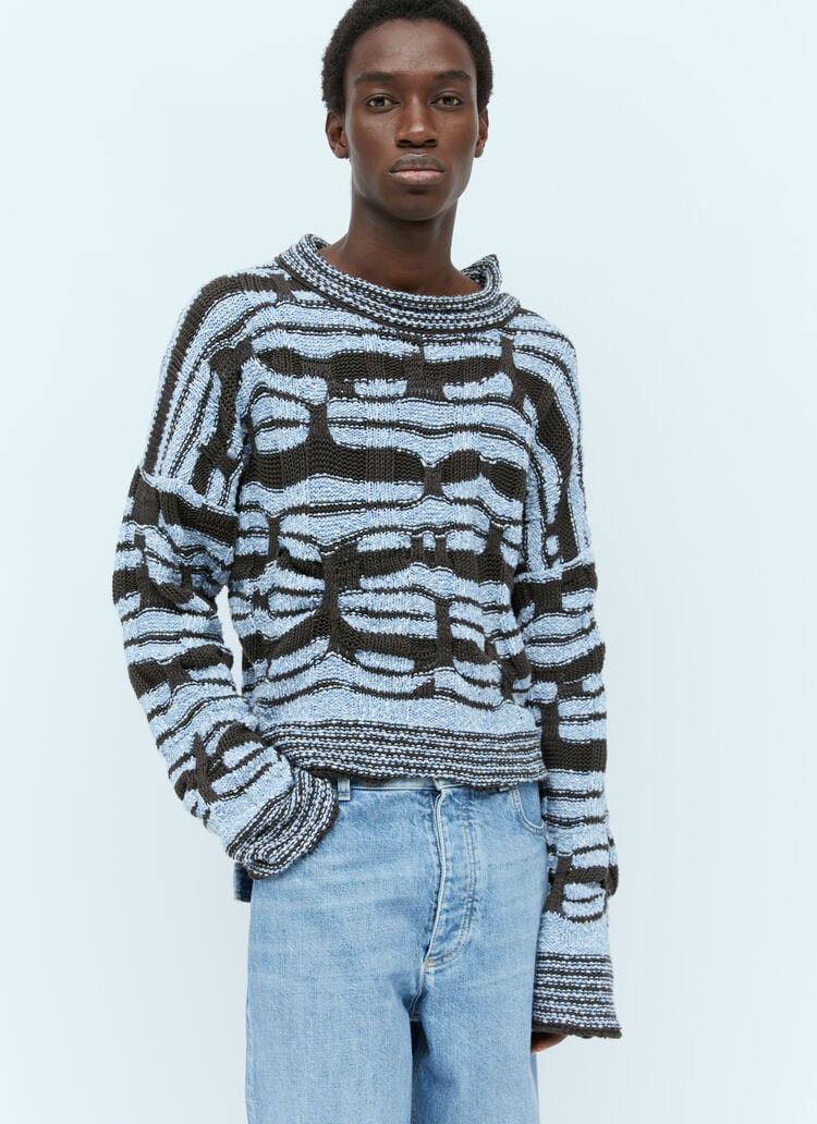 Bottega Veneta Bottega Veneta Distorted Stripe Cotton Sweater Size US M / EU 48-50 / 2 - 1 Thumbnail